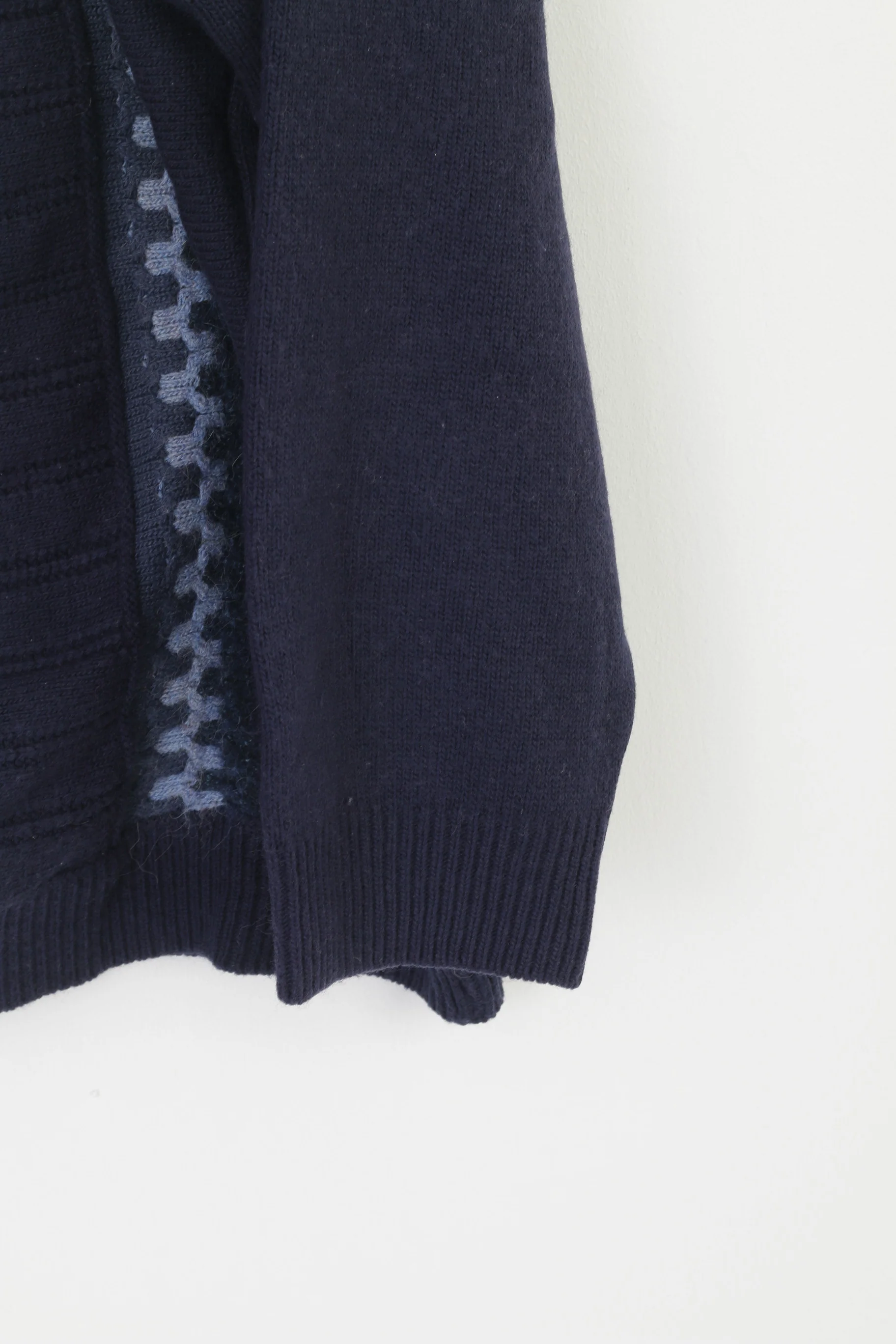 Alessandro Magno Men 3XL (2XL) Cardigan Navy Wool Vintage Made in Italy Sweater - Image 3