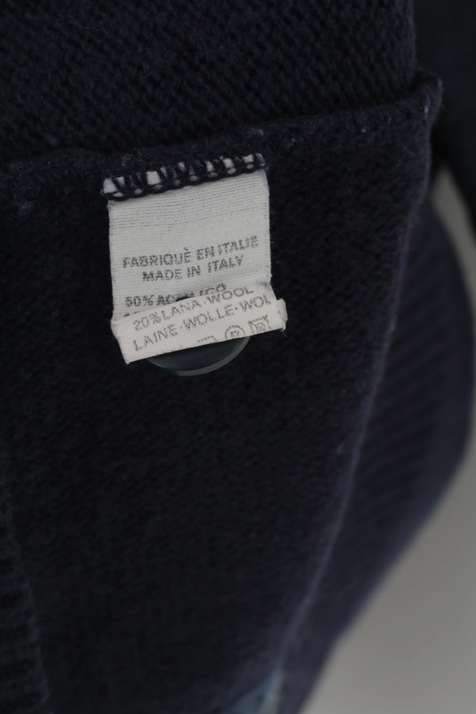 Alessandro Magno Men 3XL (2XL) Cardigan Navy Wool Vintage Made in Italy Sweater - Image 5