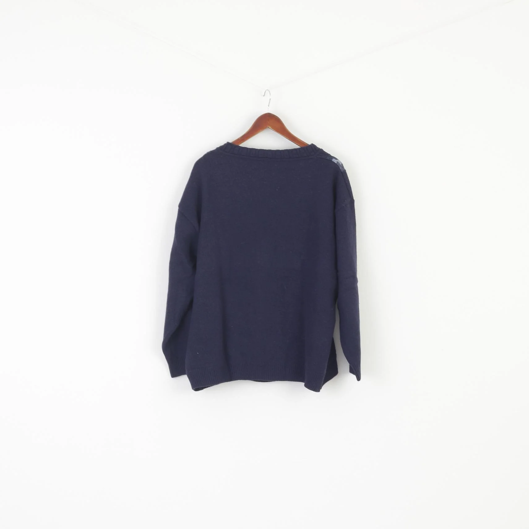 Alessandro Magno Men 3XL (2XL) Cardigan Navy Wool Vintage Made in Italy Sweater - Image 6