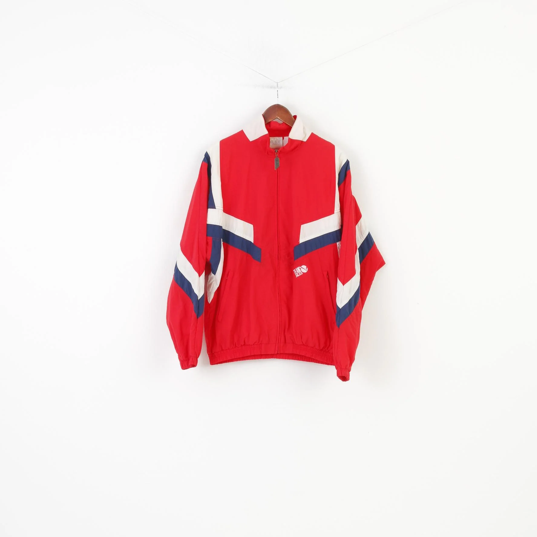 Alex Athletics Men M Jacket Vintage Red Full Zipper 90s Oldschool Polyamid Top - Image 2