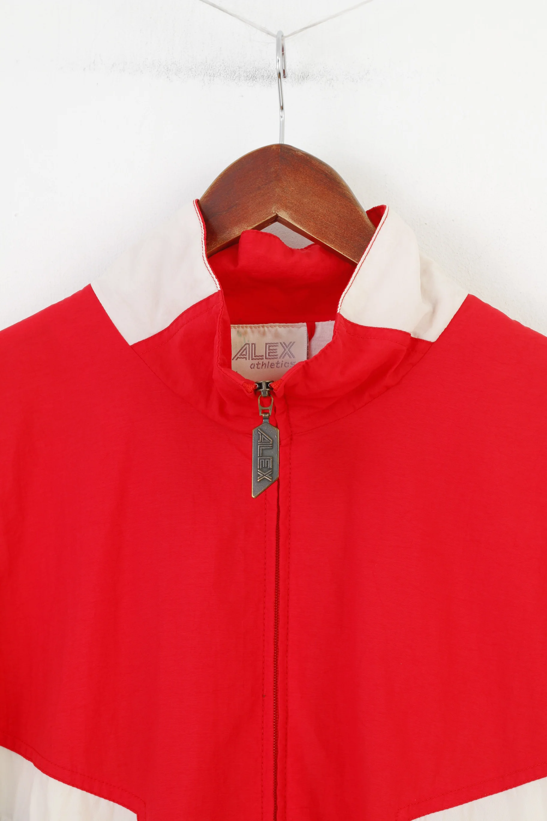 Alex Athletics Men M Jacket Vintage Red Full Zipper 90s Oldschool Polyamid Top - Image 3