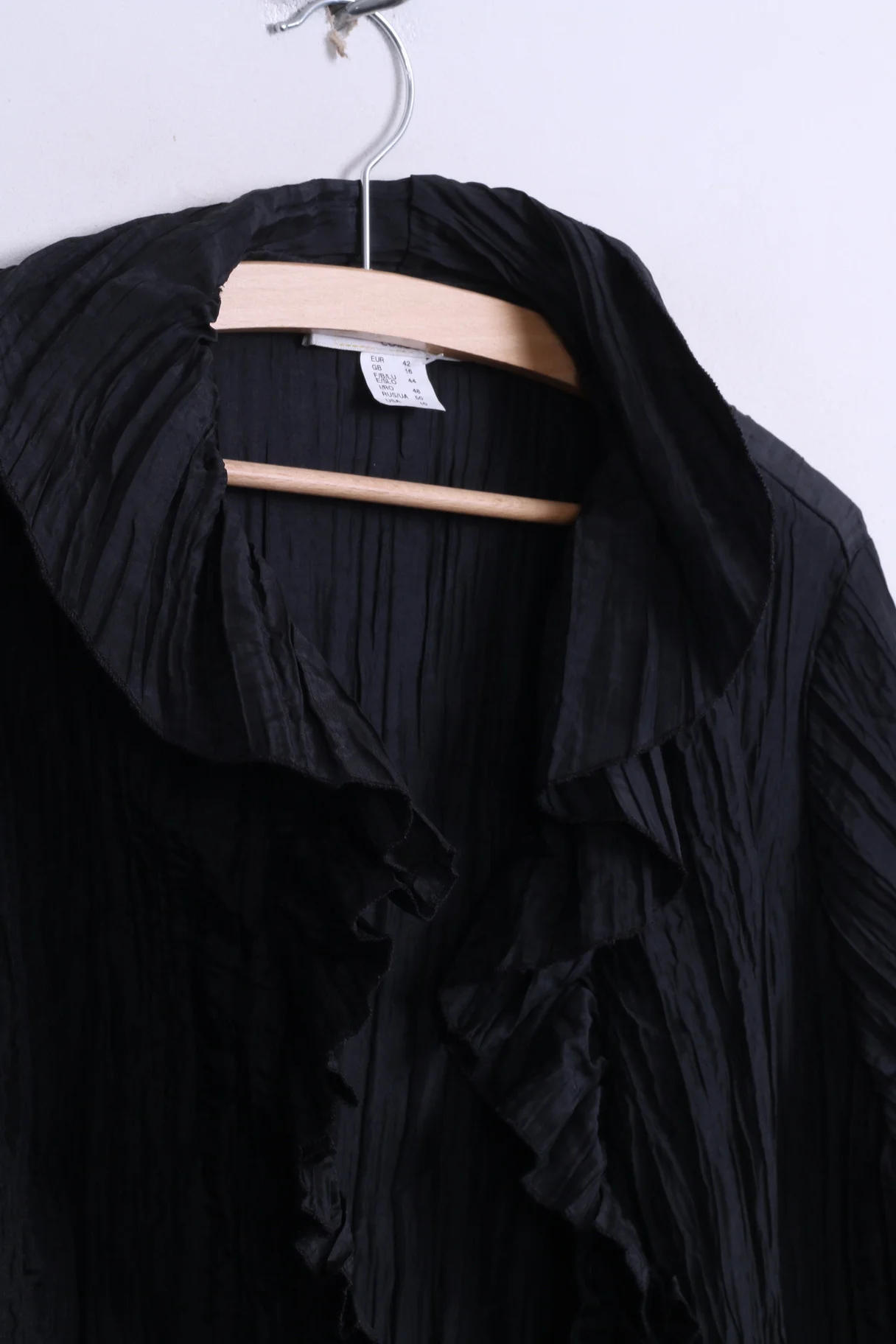 Allessa W.Collection Womens 16 XXL Blouse Ruffle Black Vintage - Image 3