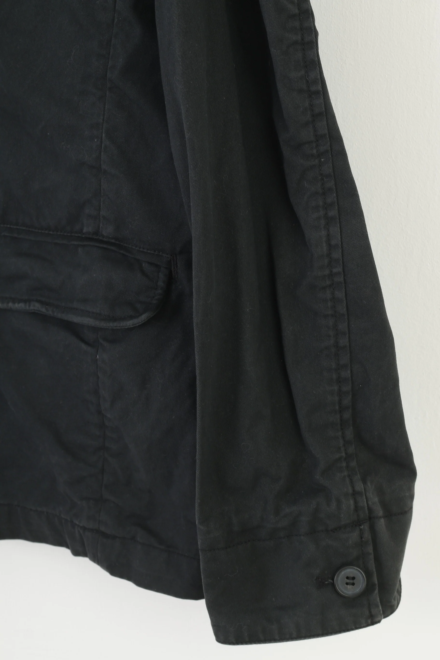 Allsaints Men 42 Blazer Charcoal Collar Bottoms Pockets Cotton Vintage Jacket - Image 3