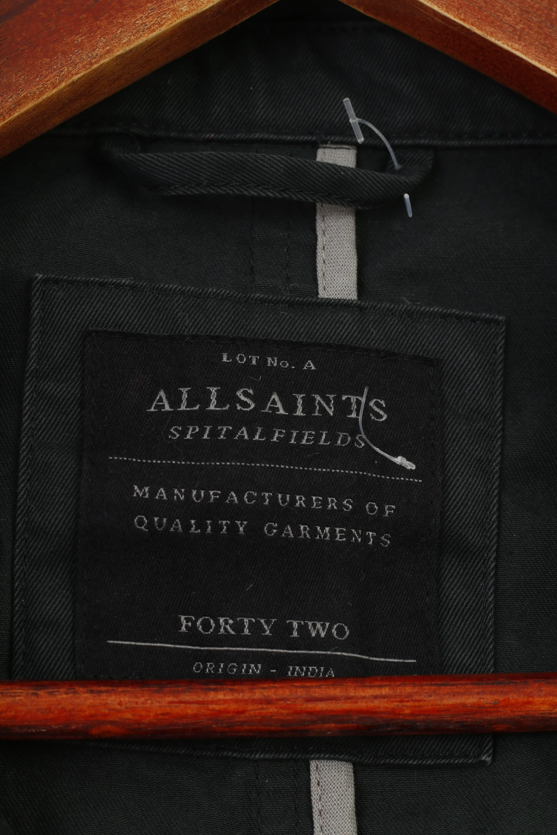Allsaints Men 42 Blazer Charcoal Collar Bottoms Pockets Cotton Vintage Jacket - Image 4