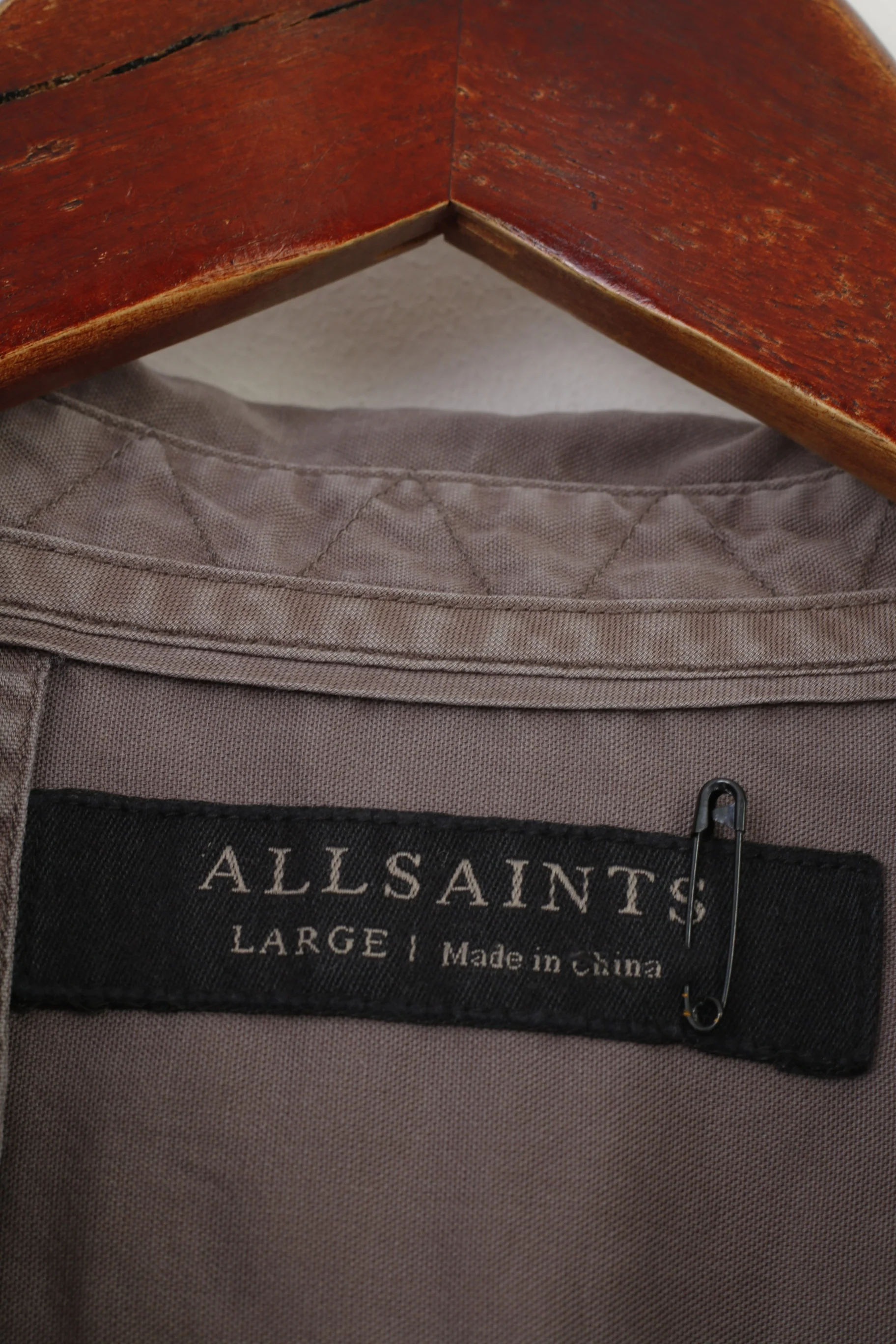 Allsaints Men L Casual Shirt Collar Grey Medium Sleeve Buttons Cotton Elegant Top - Image 5