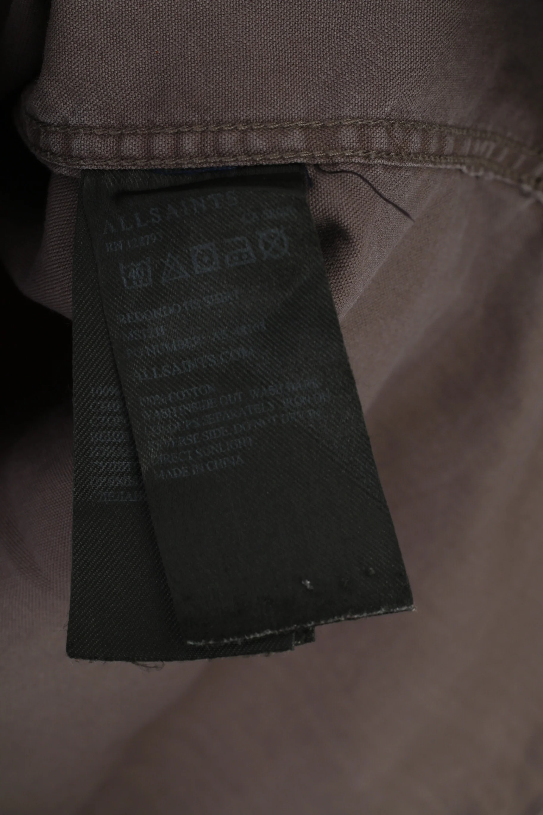 Allsaints Men L Casual Shirt Collar Grey Medium Sleeve Buttons Cotton Elegant Top - Image 6