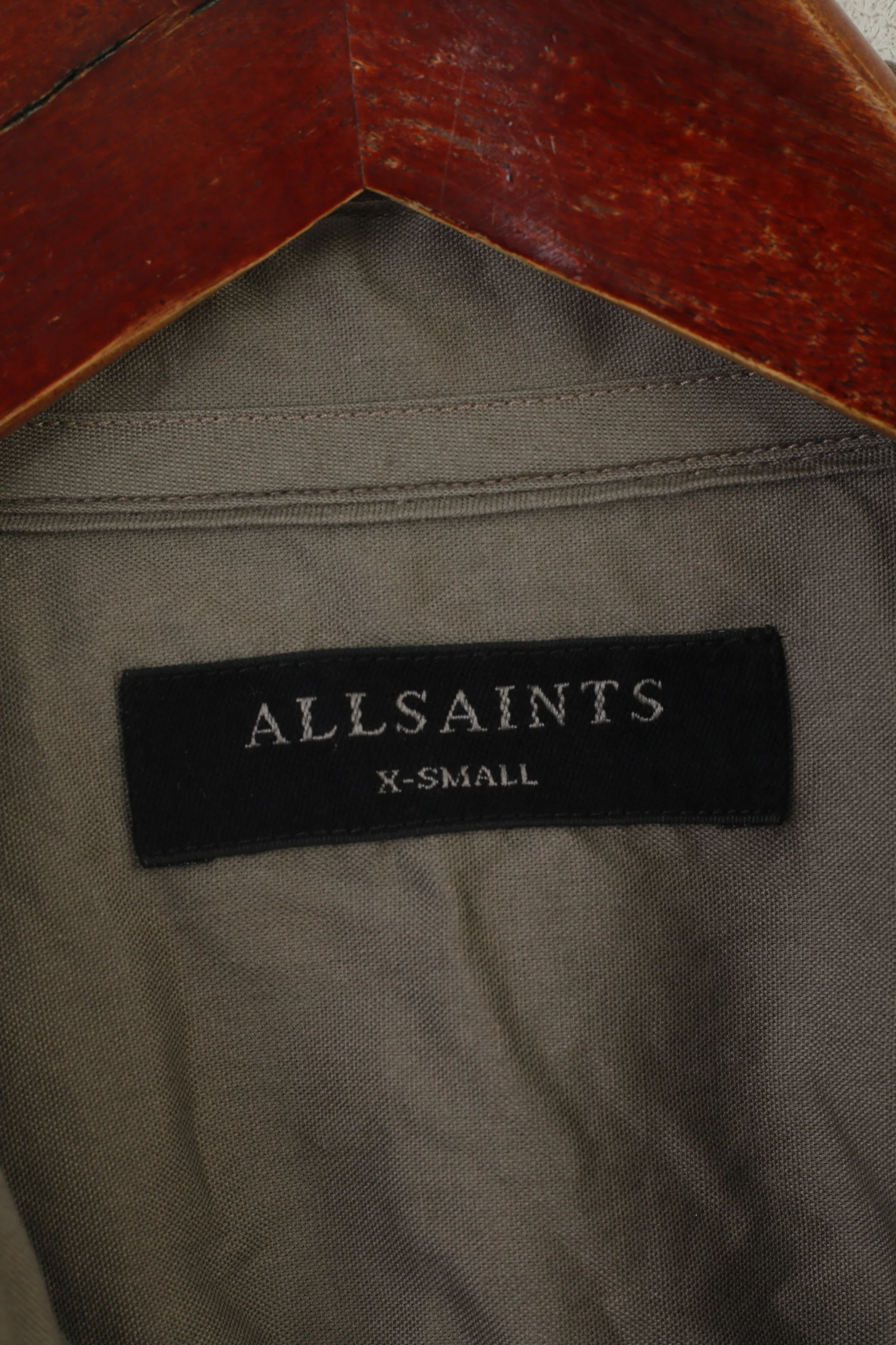 AllSaints Men XS Casual Shirt Brown Cotton Redondo Plain Long Sleeve Top - Image 5