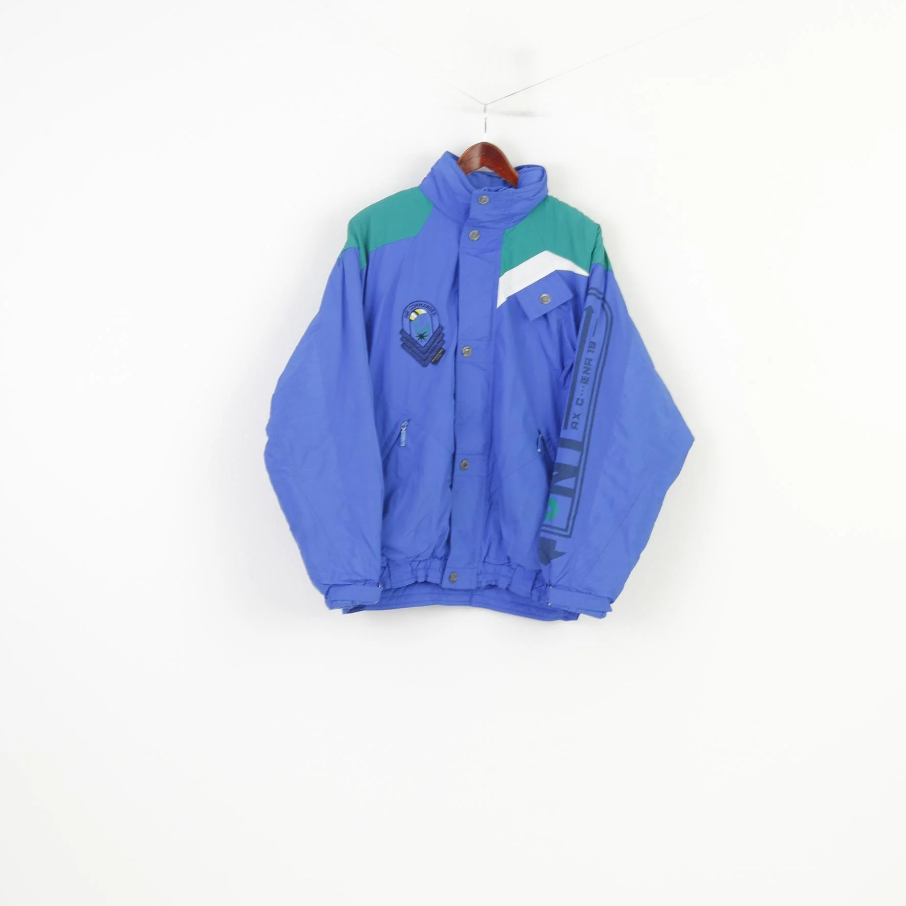 Allsport Men 50 XL Jacket Blue Full Zipper Air Commander Microfibre 2000 Shoulder Pads Padded Vintage 90s Top - Image 2