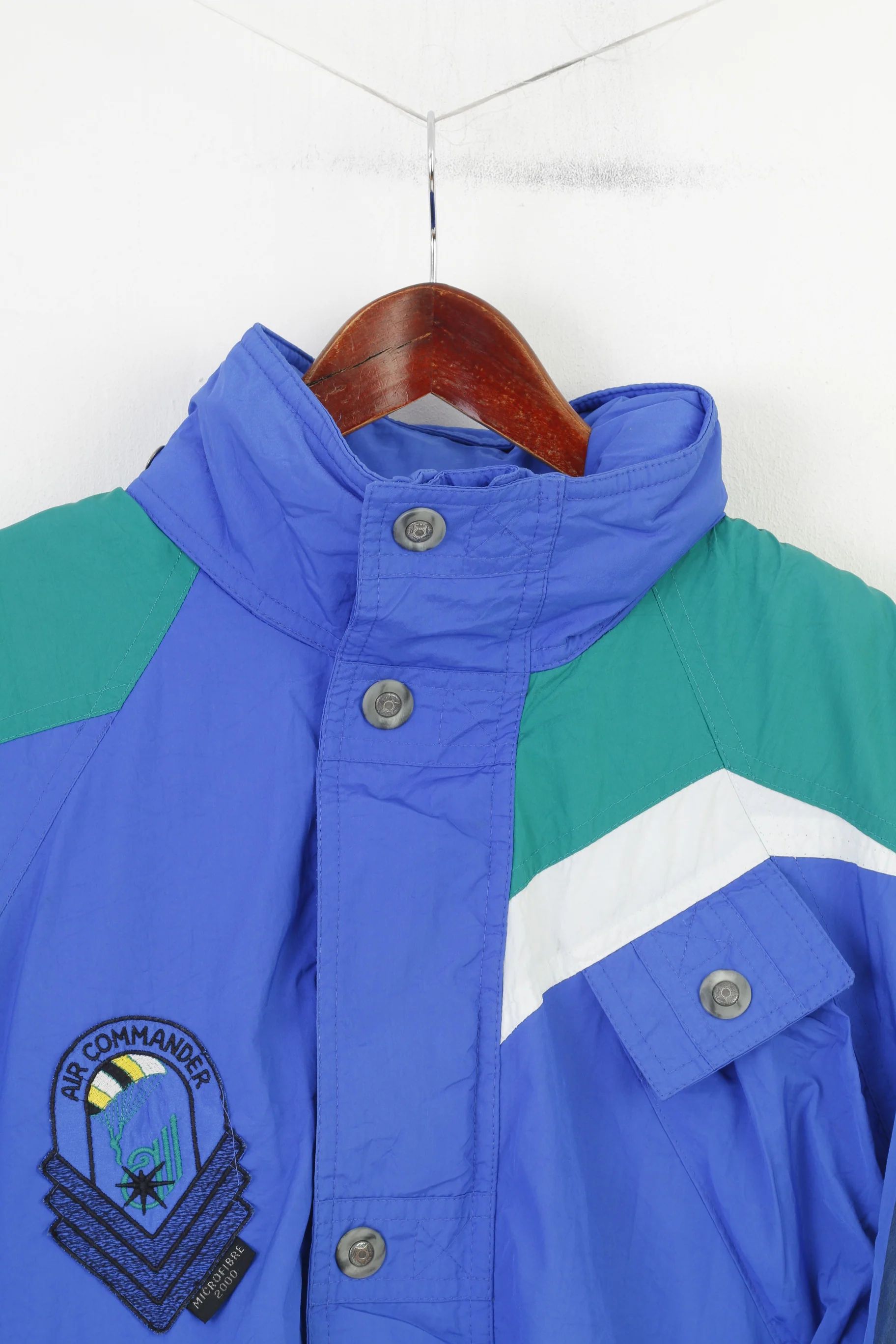 Allsport Men 50 XL Jacket Blue Full Zipper Air Commander Microfibre 2000 Shoulder Pads Padded Vintage 90s Top - Image 3