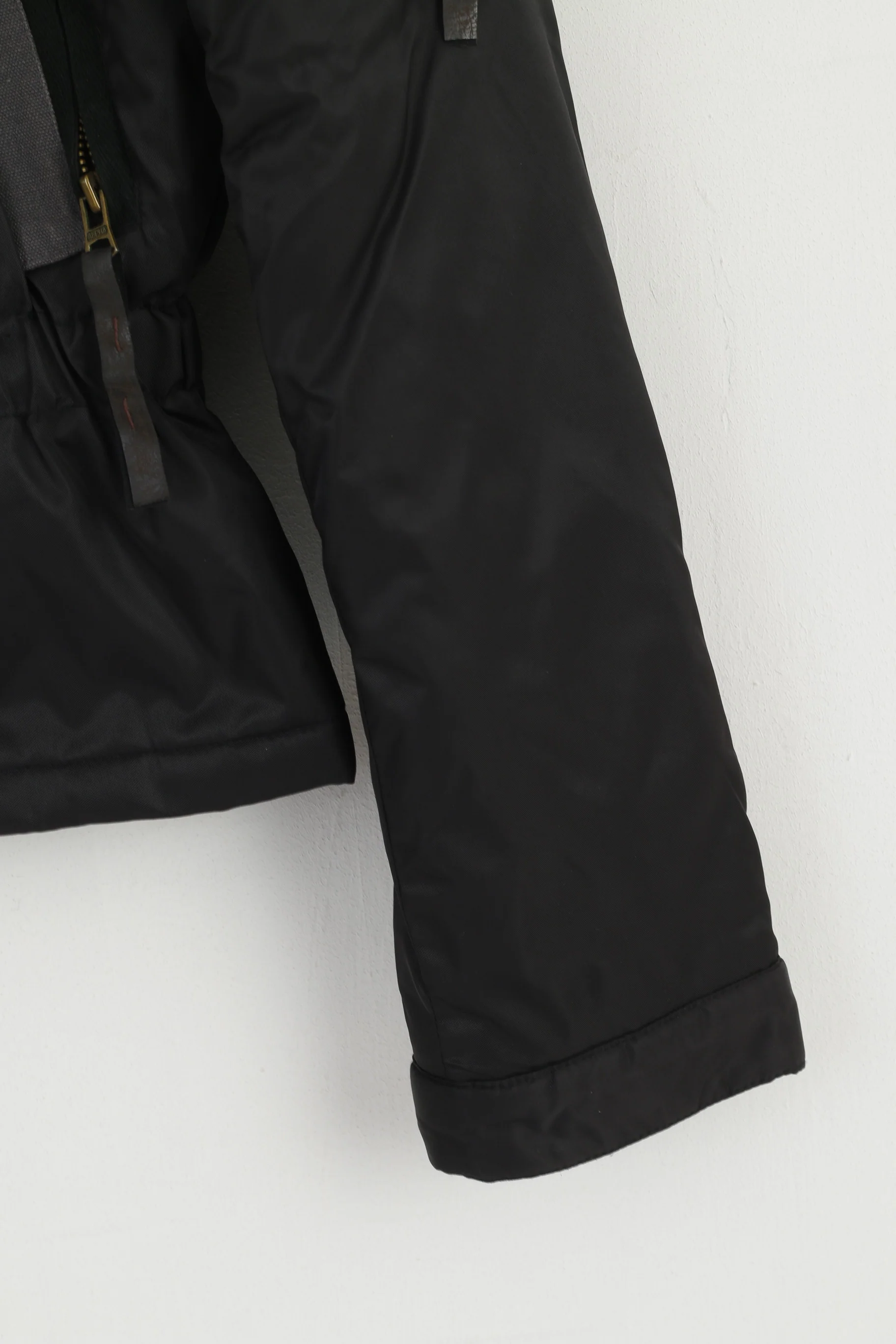 Alpha Industries Women M Jacket Black Biker Nylon Waterproof Padded Hidden Hood Top - Image 4