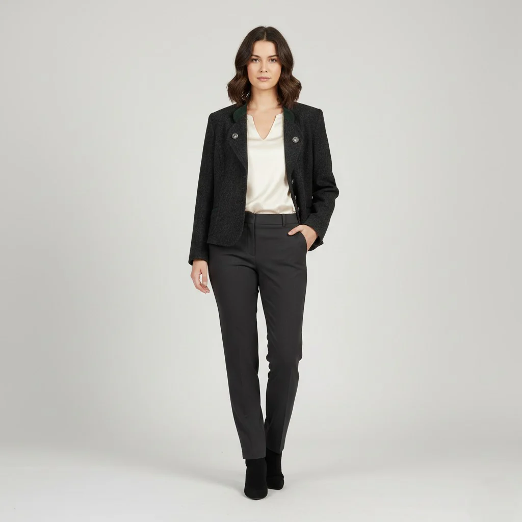 Alphorn Trachtenmode Women 40 M Blazer Gray Wool Tyrol Austria Cropped Jacket