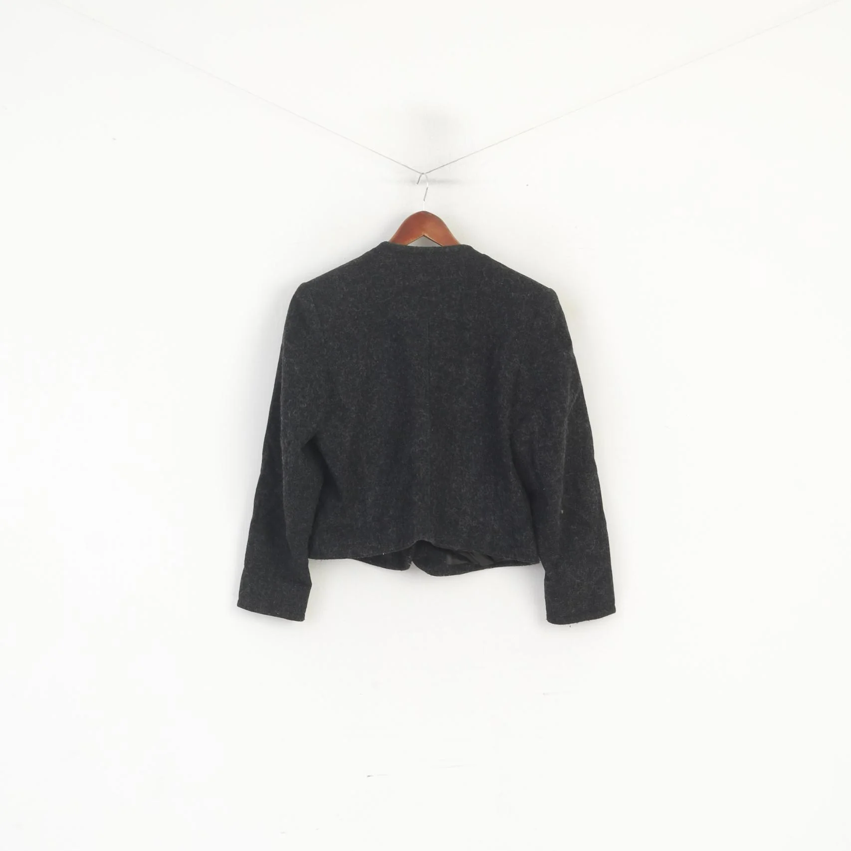 Alphorn Trachtenmode Women 40 M Blazer Gray Wool Tyrol Austria Cropped Jacket - Image 8
