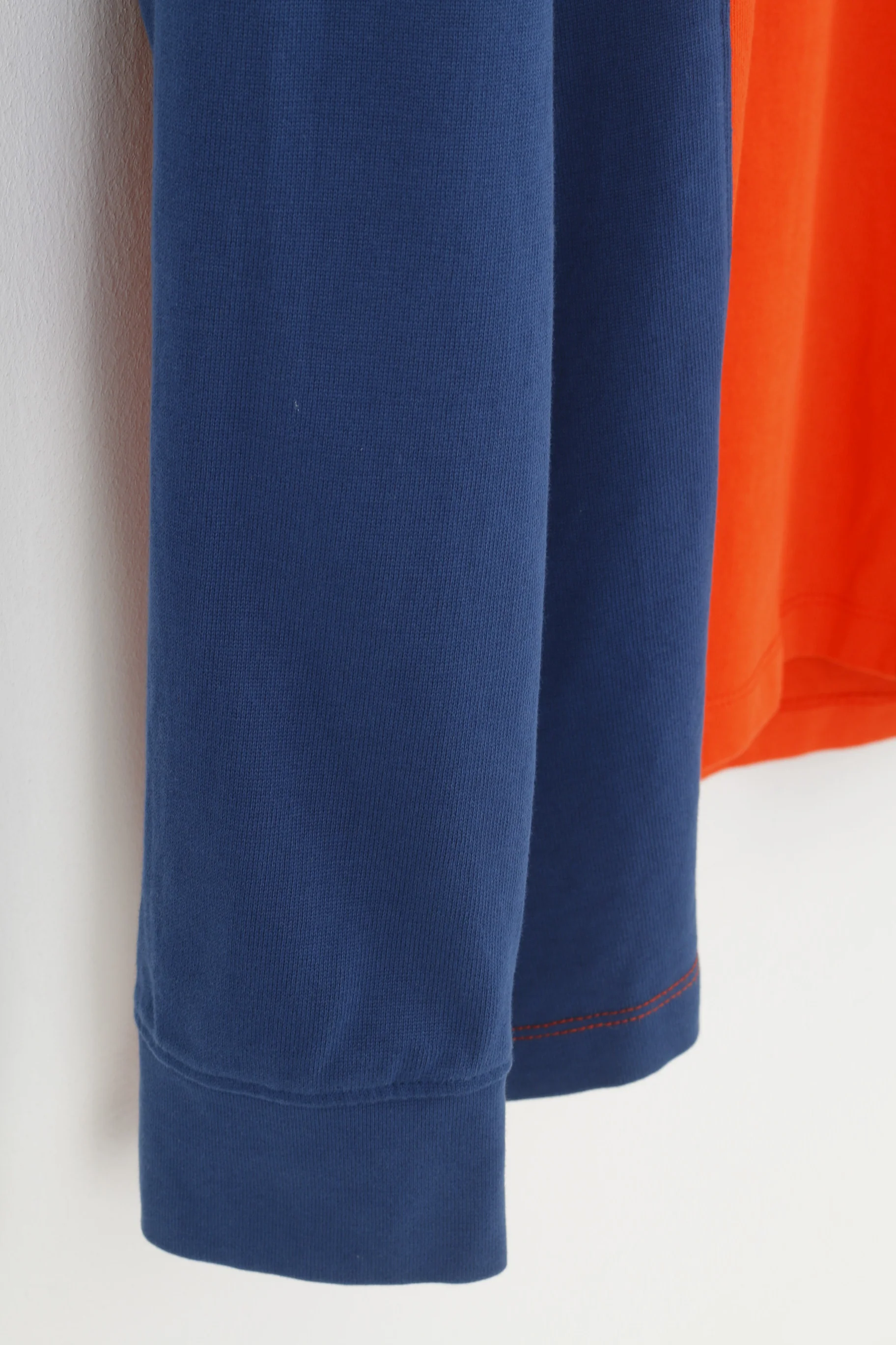 America Perry Ellis Men M Polo Shirt Long Sleeve Collar Orange Striped Cotton Vintage Top - Image 3