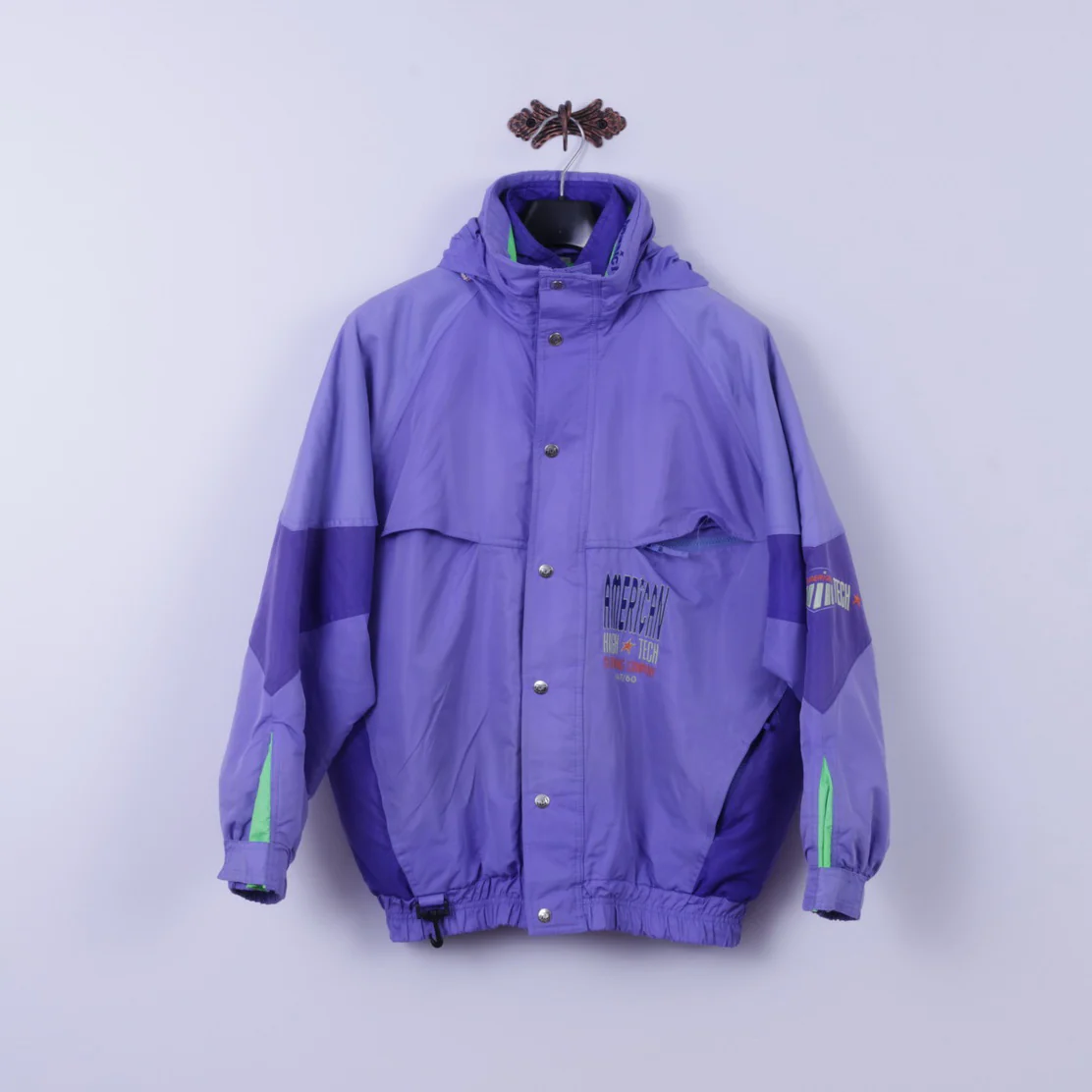 American Clothing Company Mens S Jacket Purple High Tech Full Zipper Hooded Retro Top - Image 2