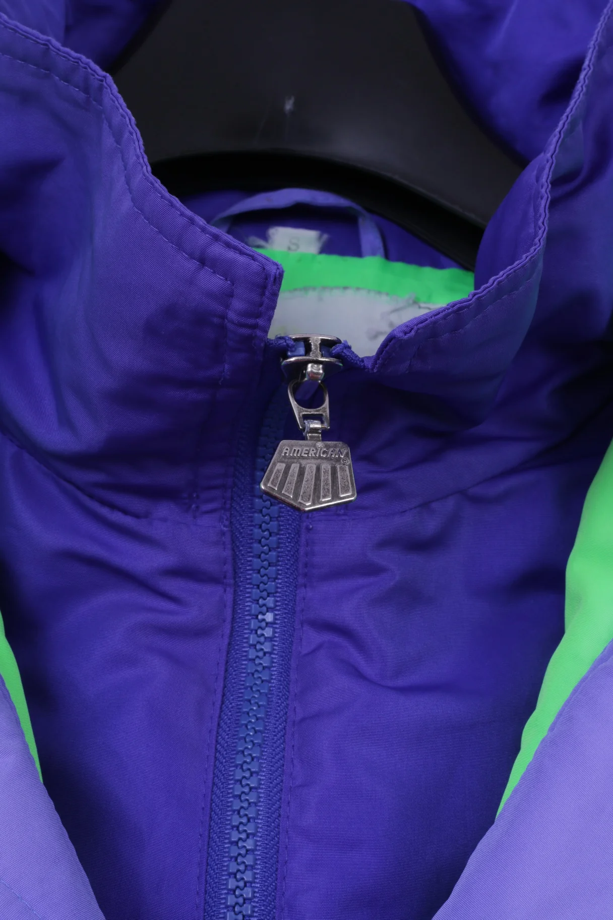 American Clothing Company Mens S Jacket Purple High Tech Full Zipper Hooded Retro Top - Image 6