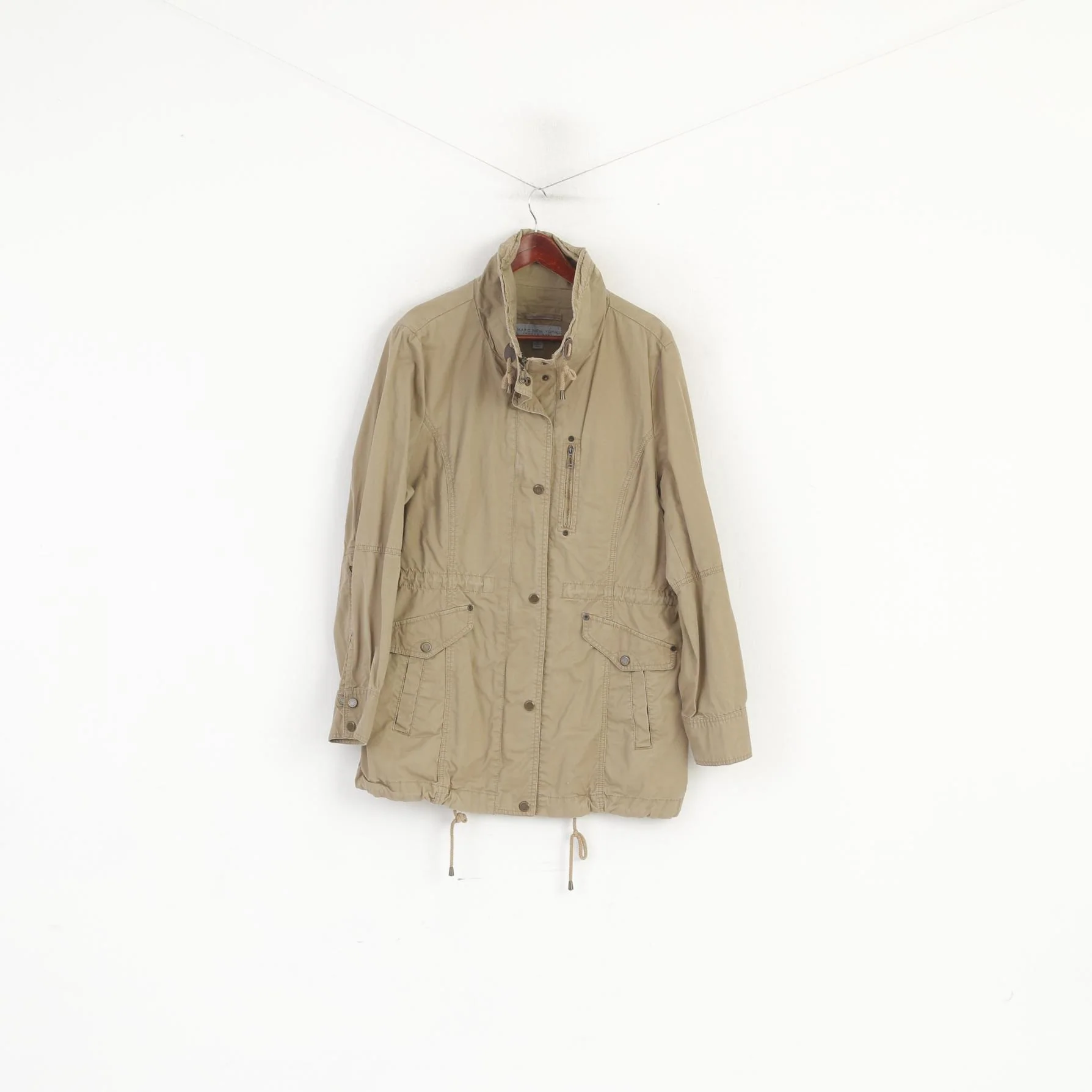 Andrew Marc New York Women XL Jacket Beige Cotton Lightweight Full Zipper Top - Image 2