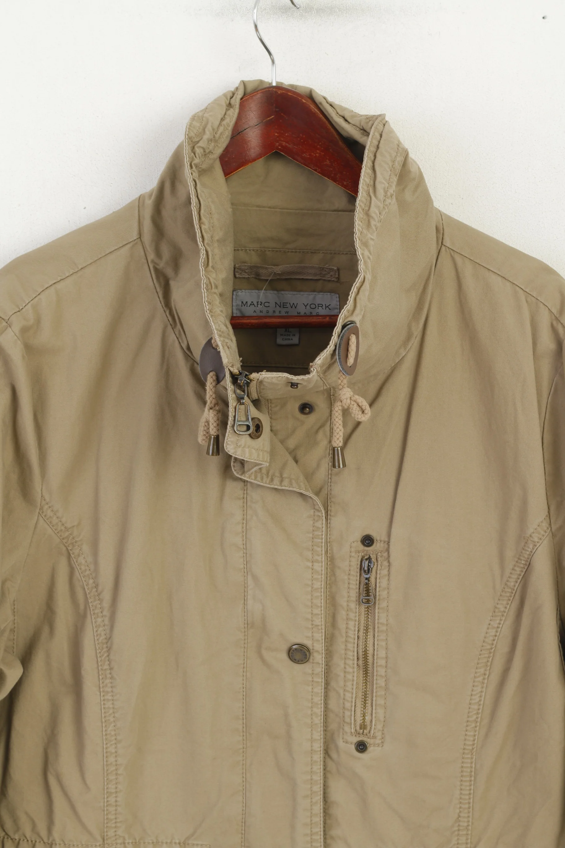 Andrew Marc New York Women XL Jacket Beige Cotton Lightweight Full Zipper Top - Image 3