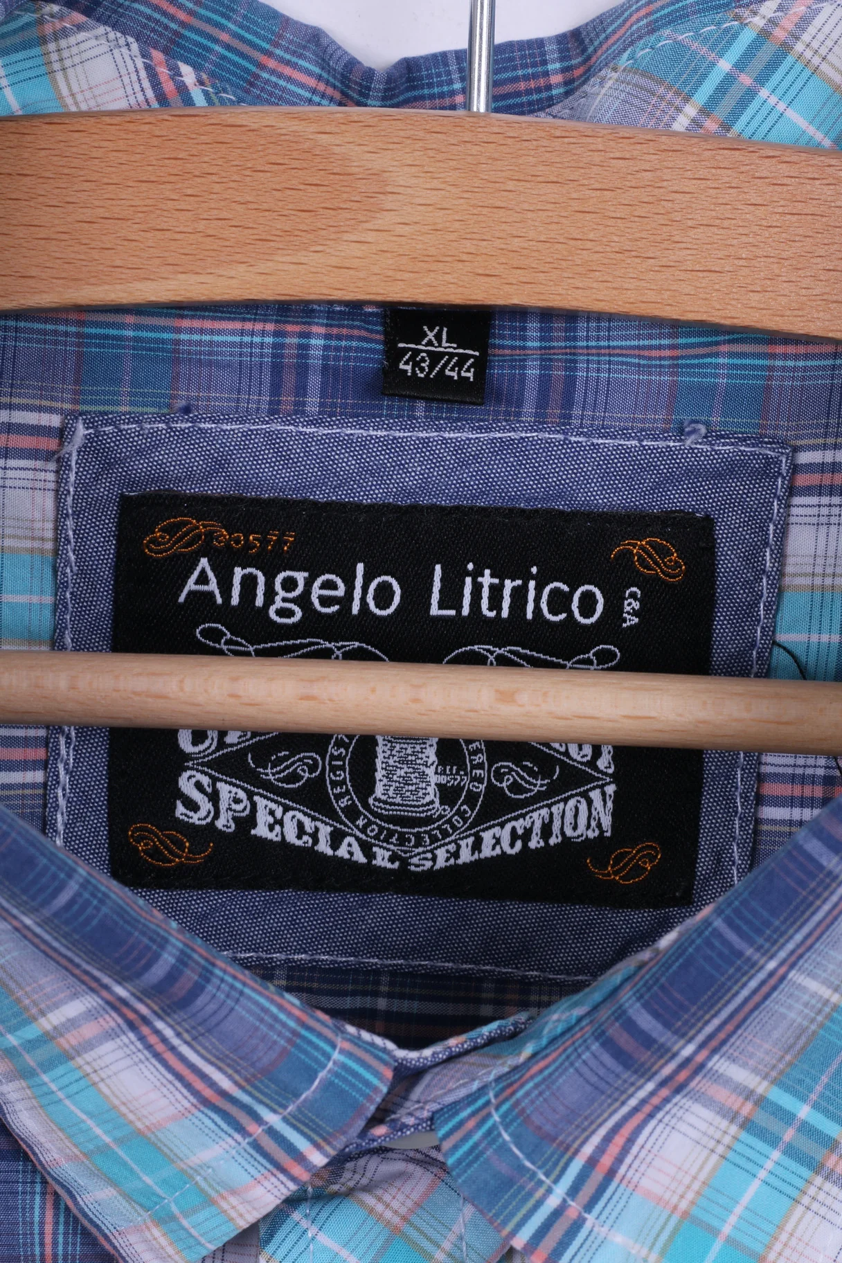 Angelo Litrico C&A Mens XL Casual Shirt Cotton Check Short Sleeve Blue - Image 4