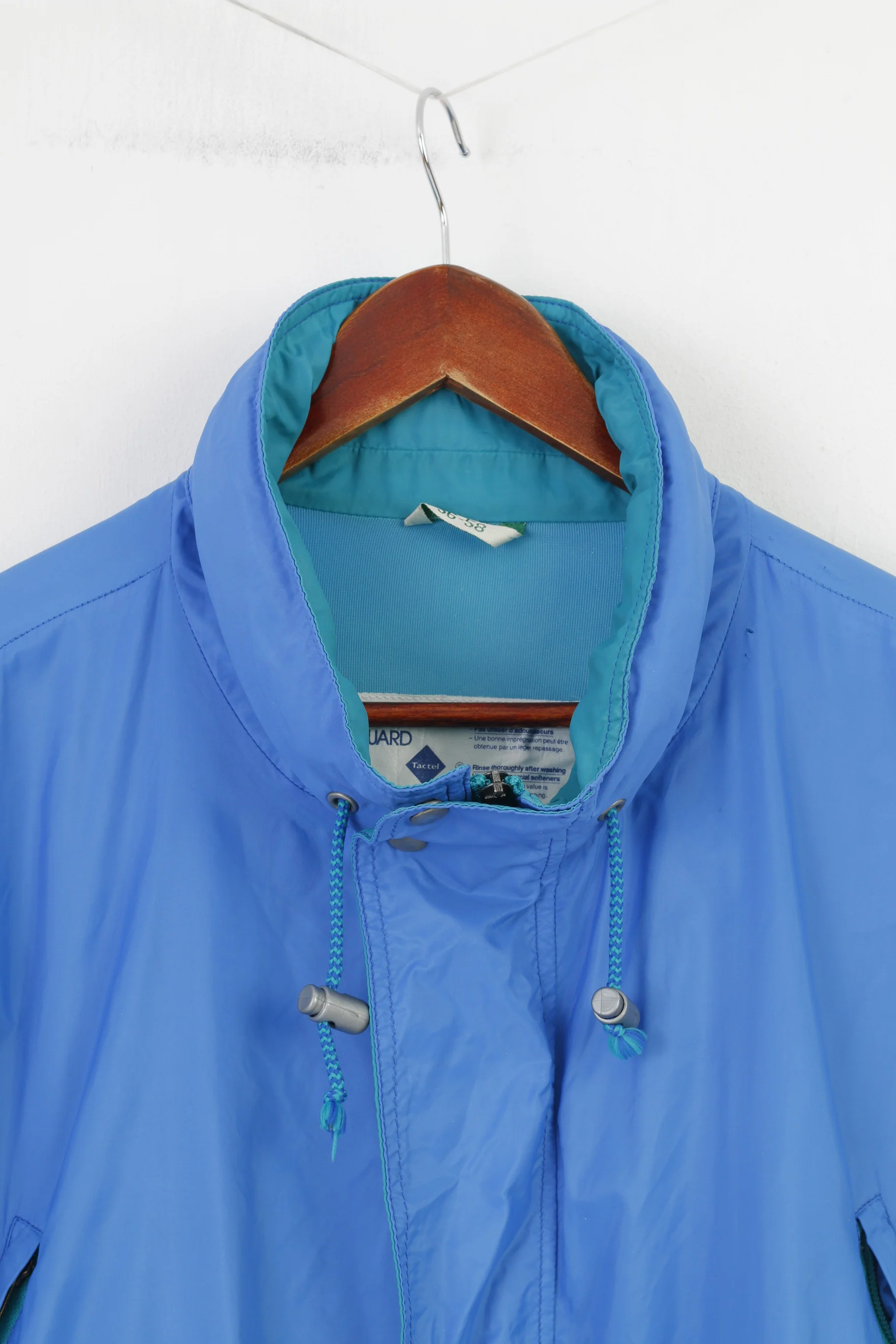 Aqua Guard Men 56-58 XL Jacket Blue Waterptoof Vintage Retractable Hood Full Double Zipper Outwear Top - Image 2