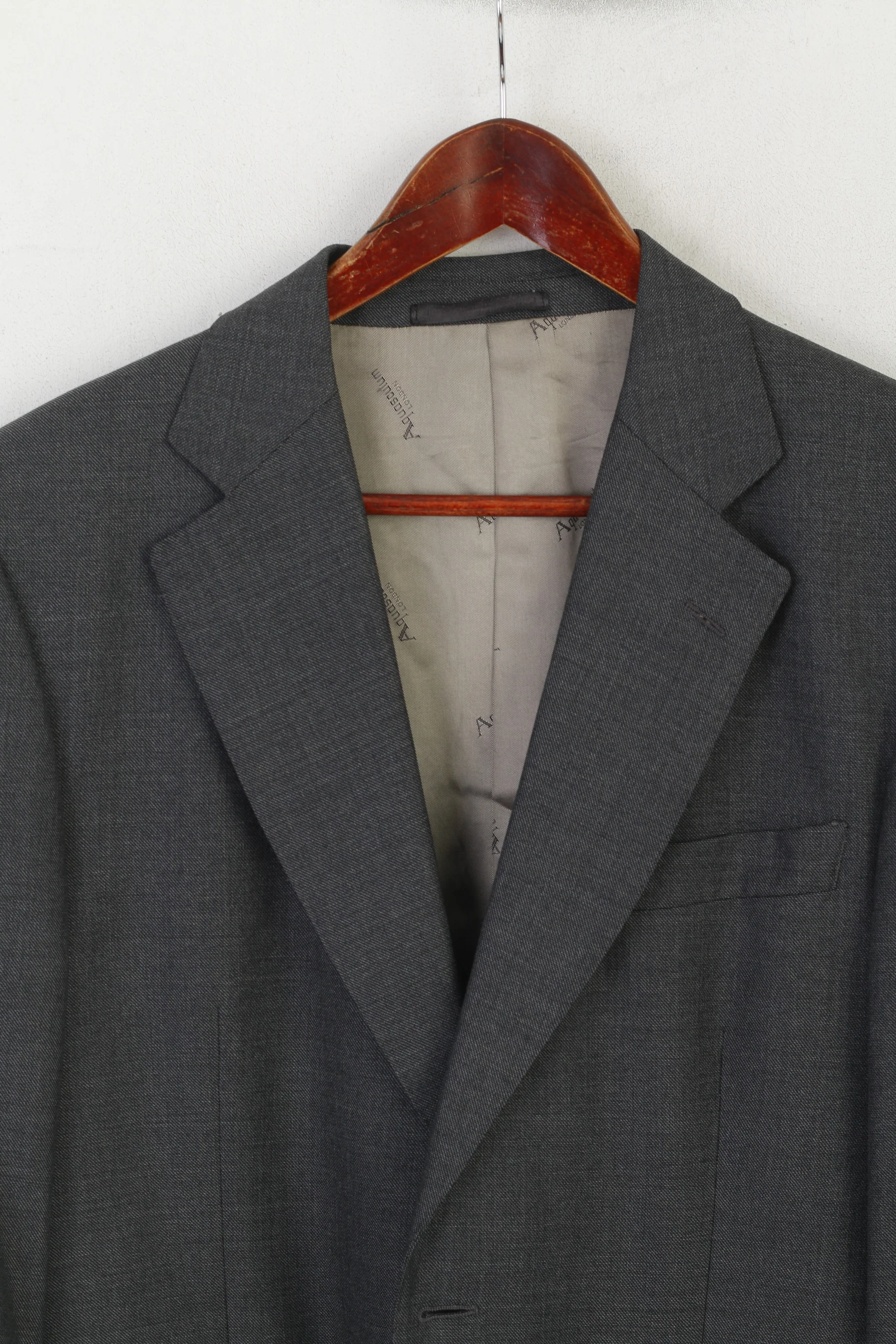 Aquascutum London Men 40 Blazer Gray Wool Vintage Single Breasted Jacket - Image 3