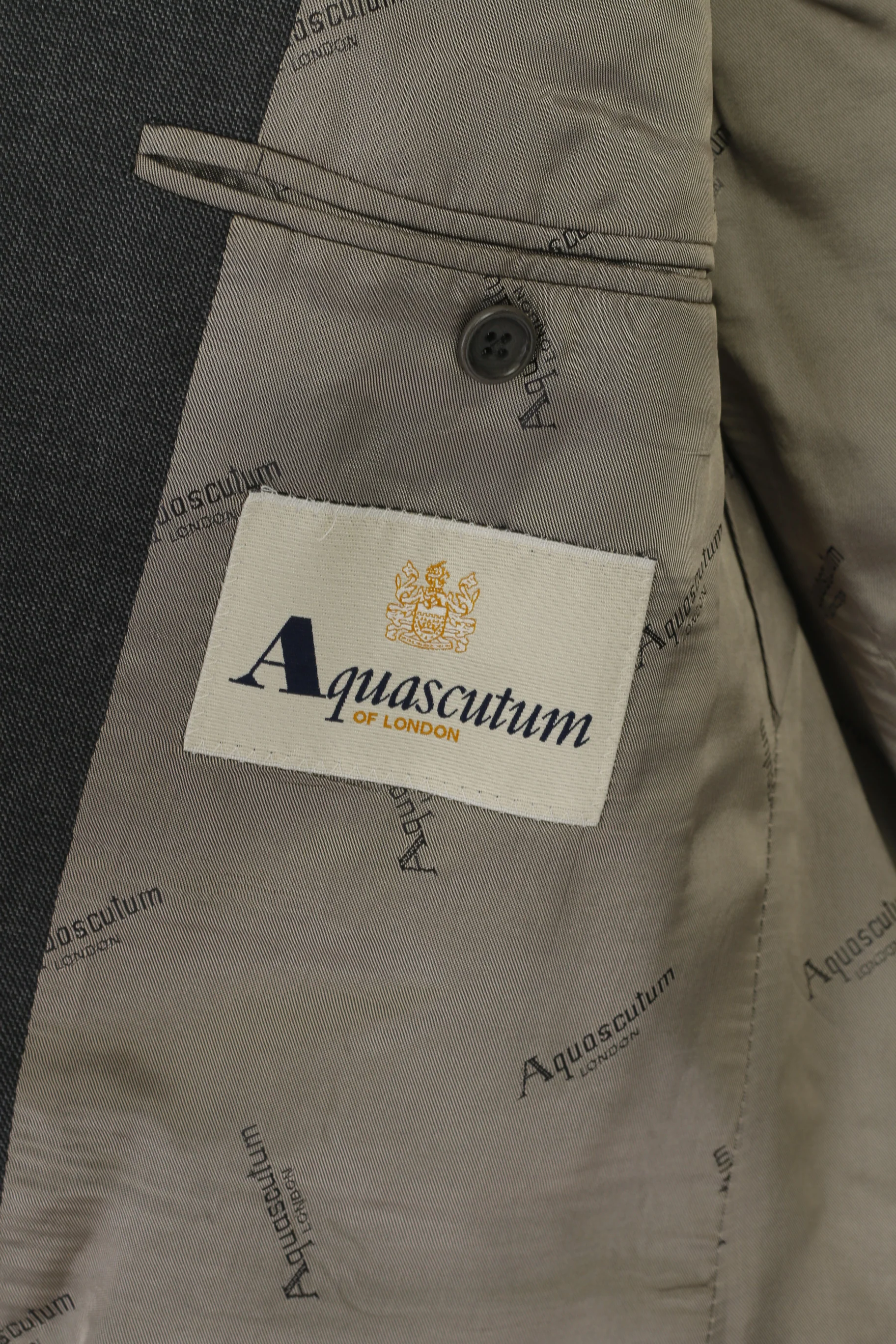 Aquascutum London Men 40 Blazer Gray Wool Vintage Single Breasted Jacket - Image 5