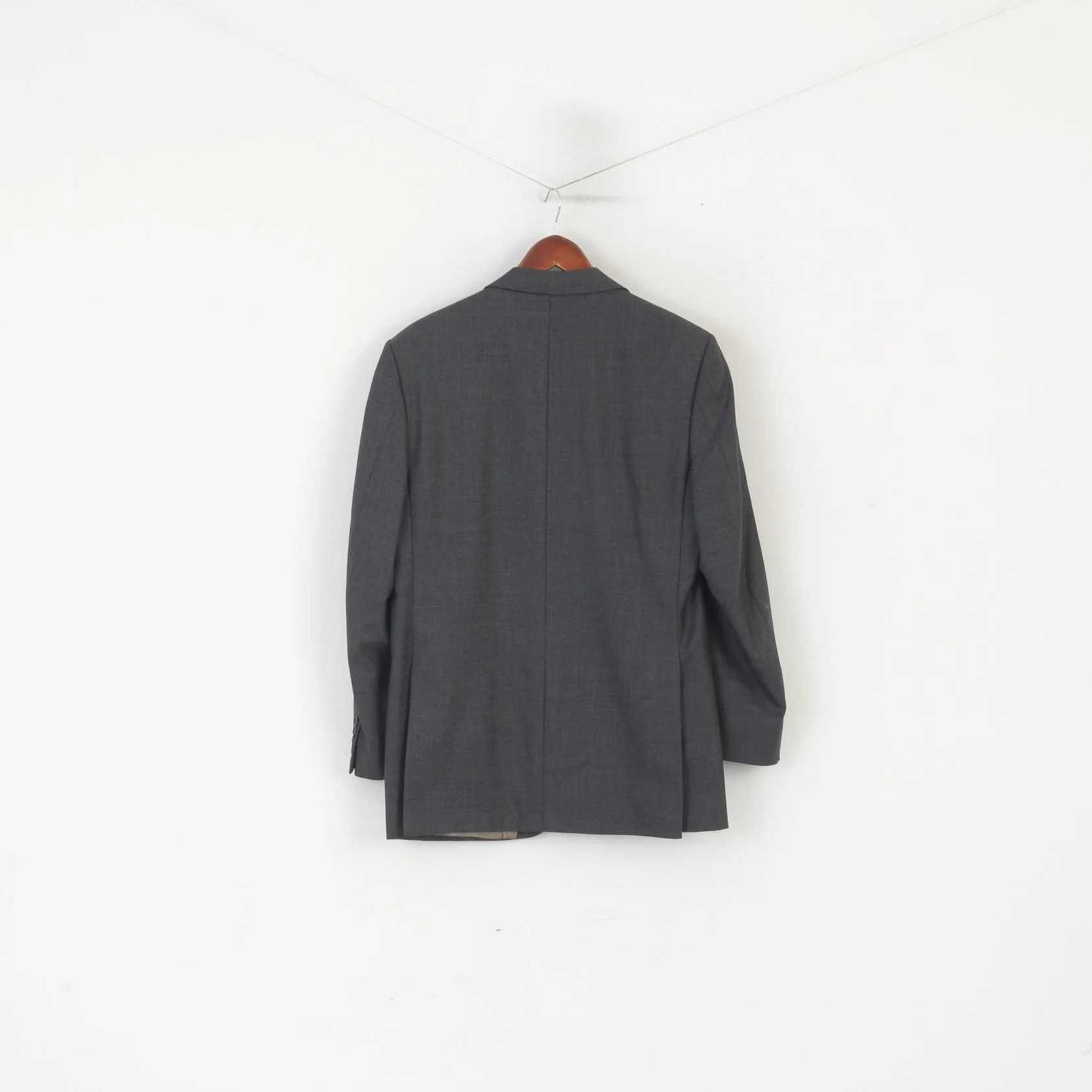 Aquascutum London Men 40 Blazer Gray Wool Vintage Single Breasted Jacket - Image 9