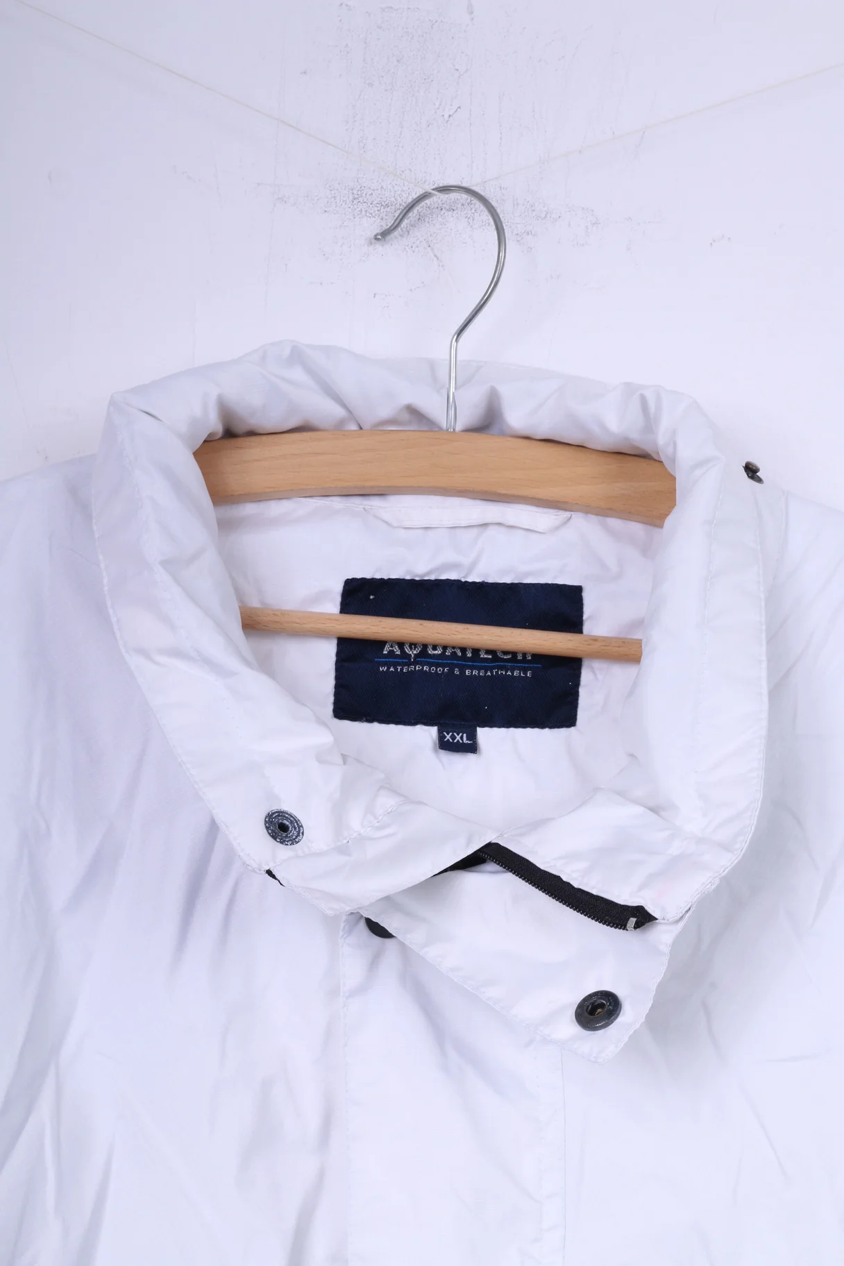 Aquatech Mens 2XL Lightweight Jacket White Full Zipper Waterproof & Breathable Top - Image 2