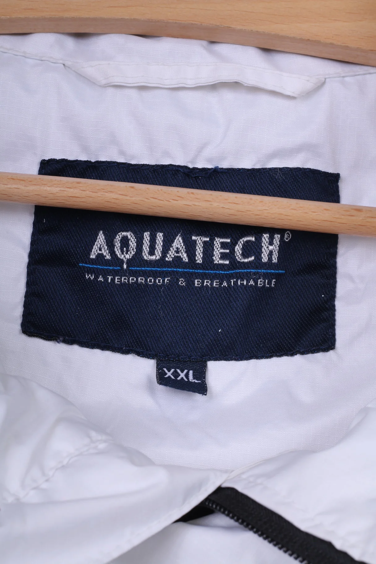 Aquatech Mens 2XL Lightweight Jacket White Full Zipper Waterproof & Breathable Top - Image 5