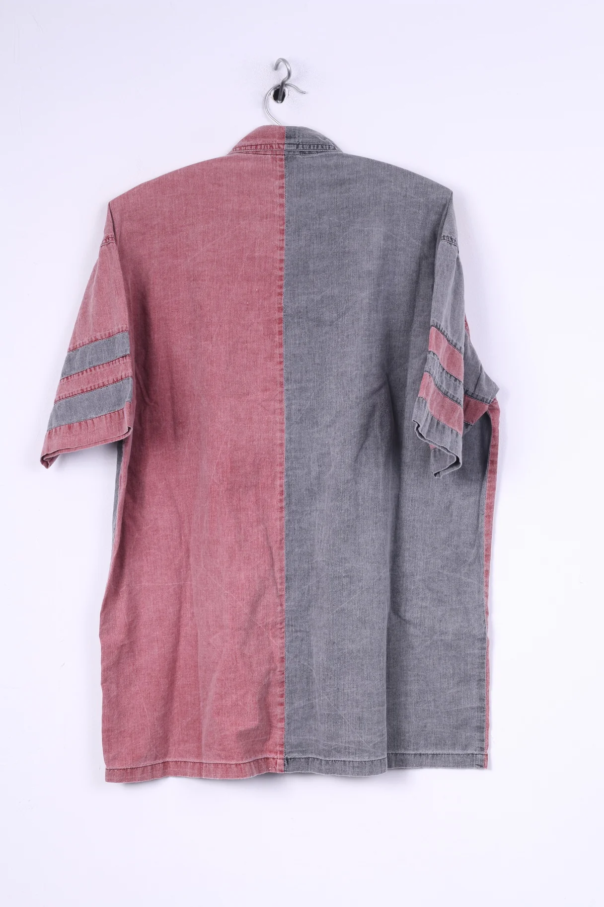 Ariozona Jeans Mens L Casual Shirt Grey Red Short Sleeve Cotton American Style - Image 6