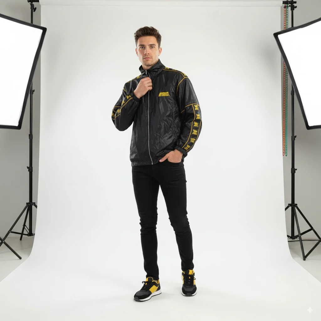 ARIZONA Men M 170 Jacket Black Nylon Waterproof Retro Hooded Zip Up Unisex Top