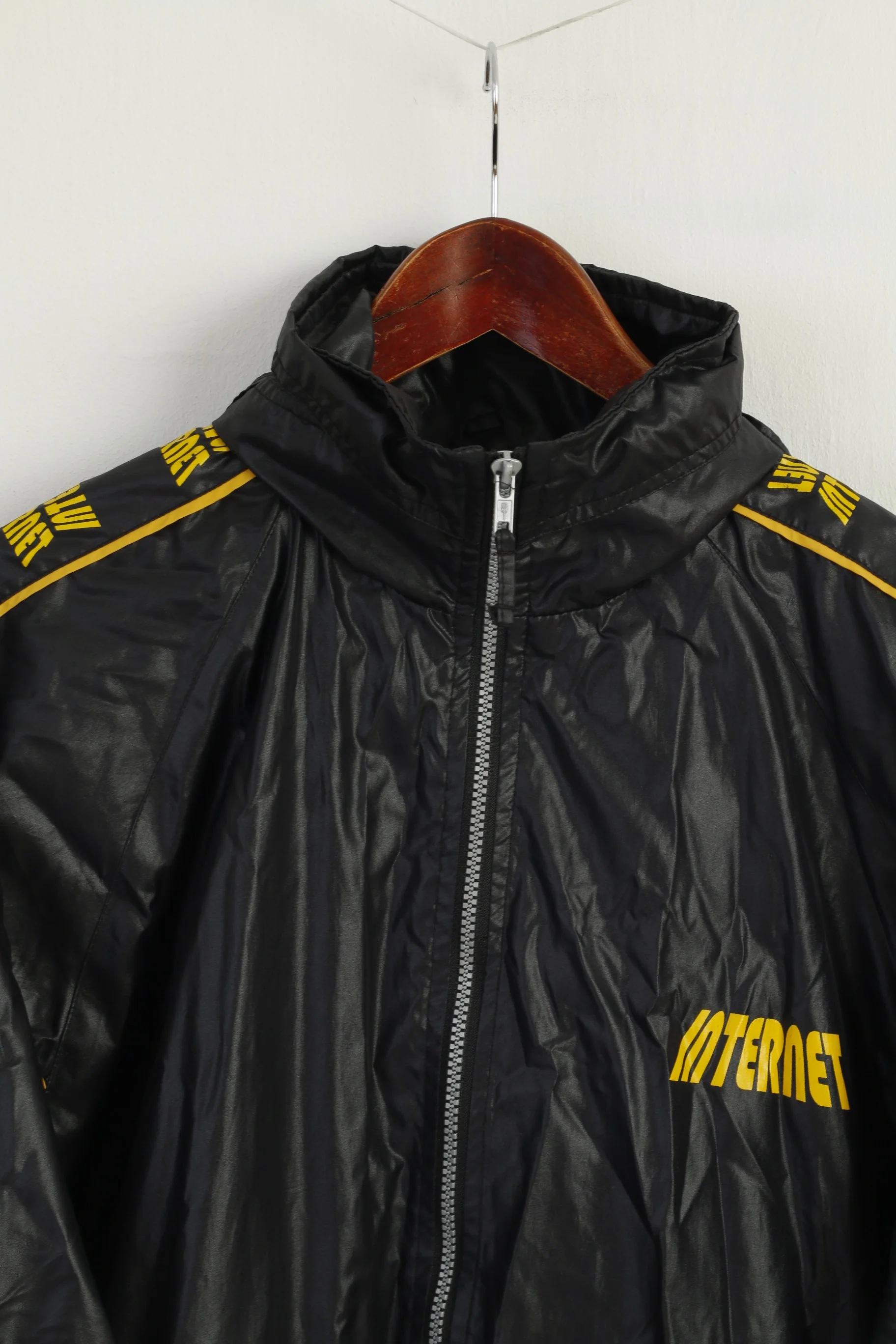 ARIZONA Men M 170 Jacket Black Nylon Waterproof Retro Hooded Zip Up Unisex Top - Image 3