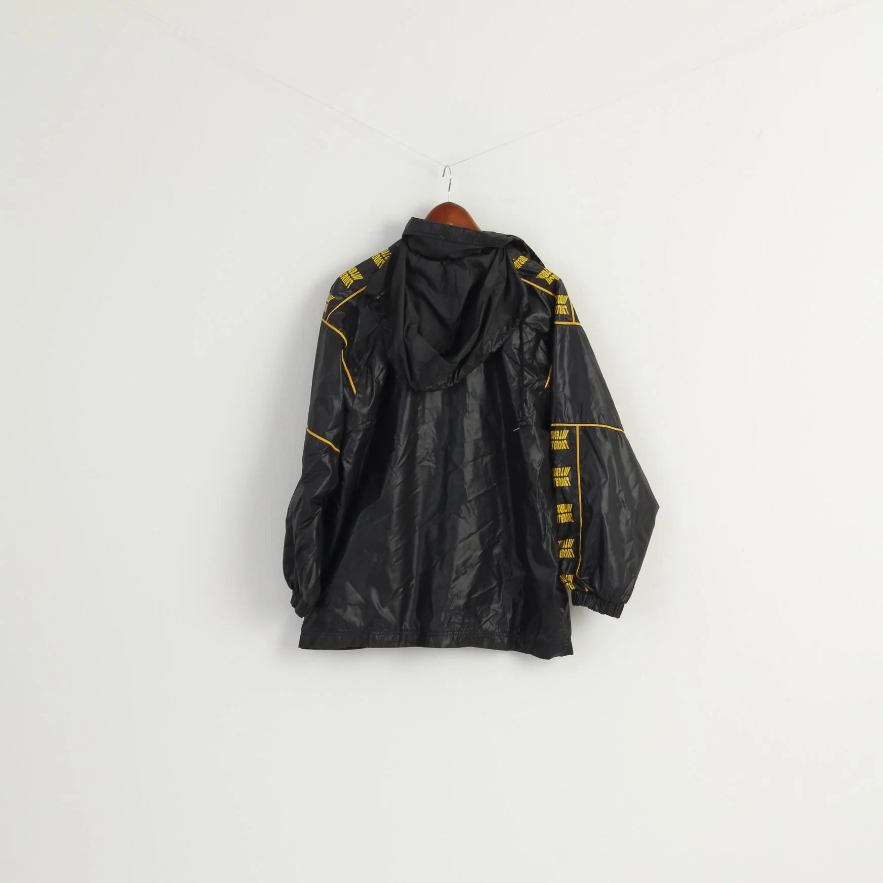 ARIZONA Men M 170 Jacket Black Nylon Waterproof Retro Hooded Zip Up Unisex Top - Image 7