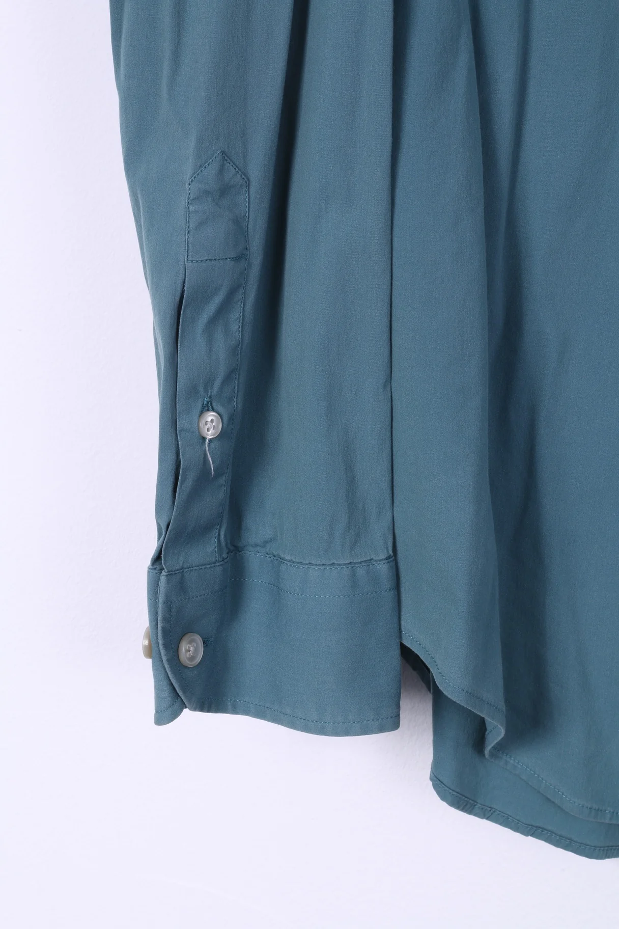 Armani Collezioni Mens M Casual Shirt Sea Blue Cotton Plain Top - Image 3
