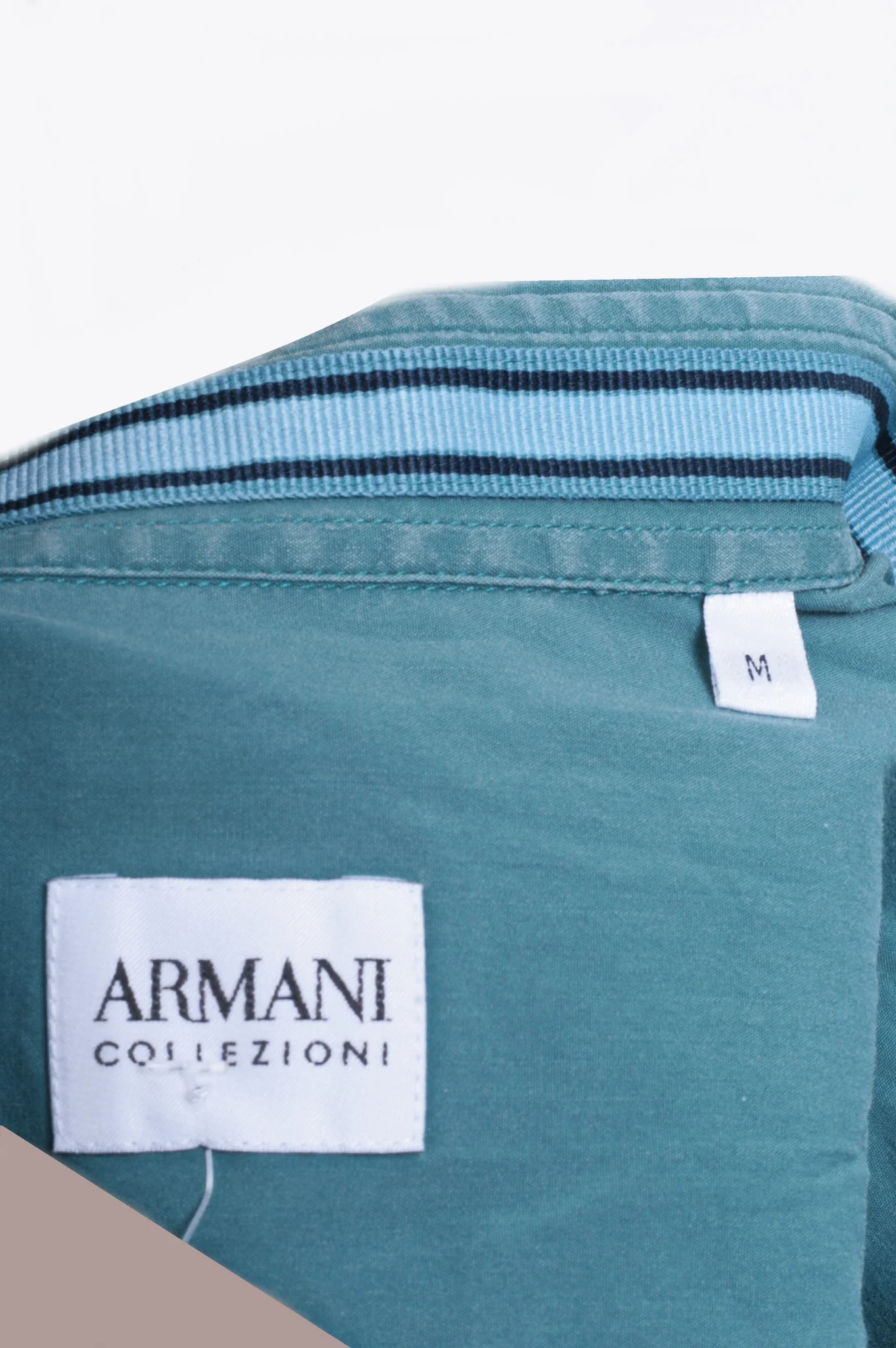 Armani Collezioni Mens M Casual Shirt Sea Blue Cotton Plain Top - Image 5