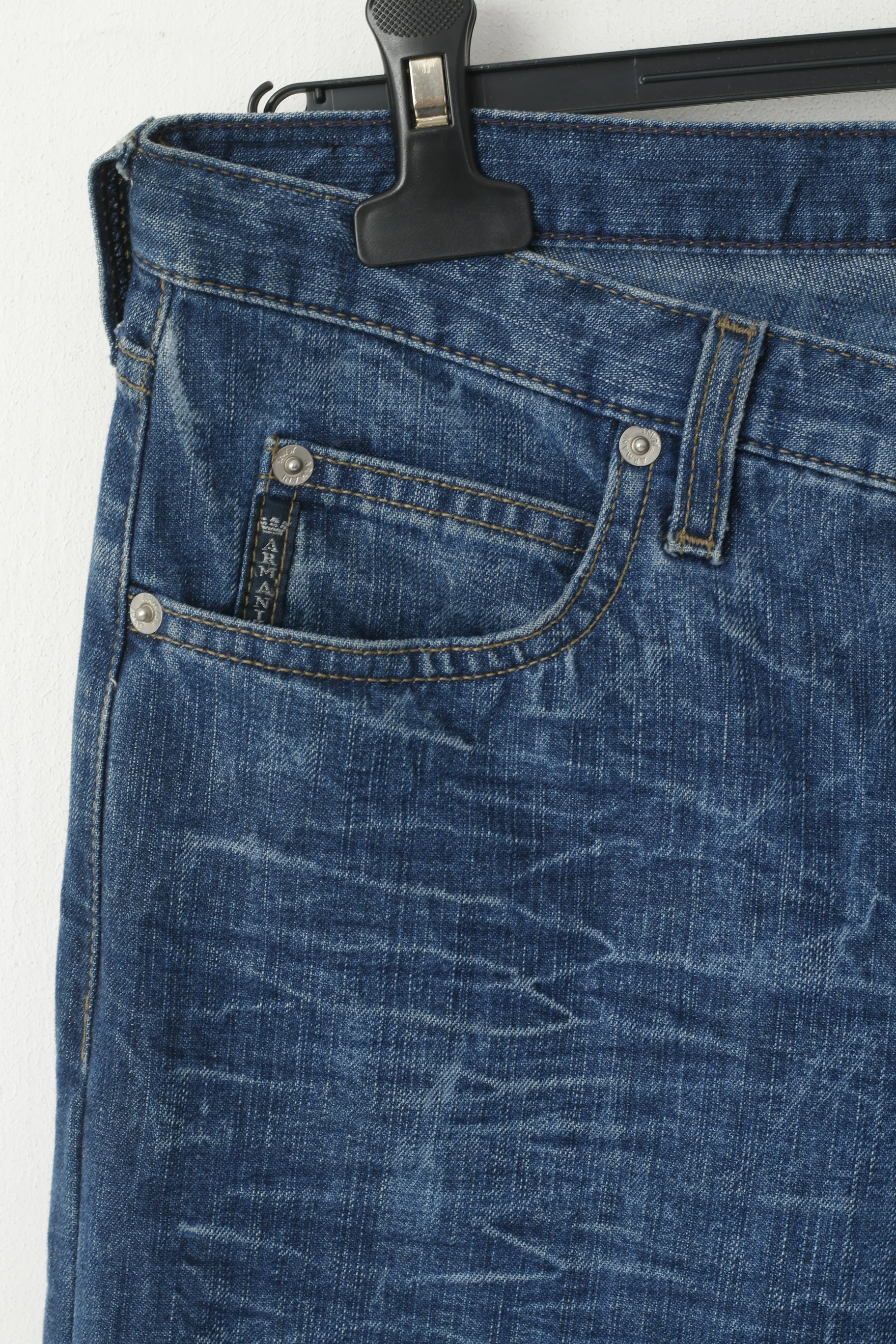 Armani Jeans Men 31 Jeans Trousers Navy Cotton Denim Made in Italy Pants - Image 2