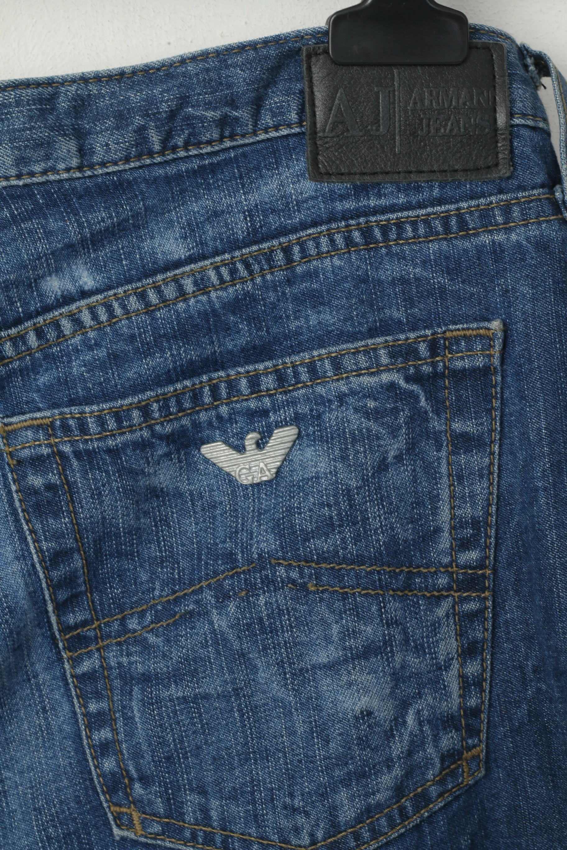 Armani Jeans Men 31 Jeans Trousers Navy Cotton Denim Made in Italy Pants - Image 5