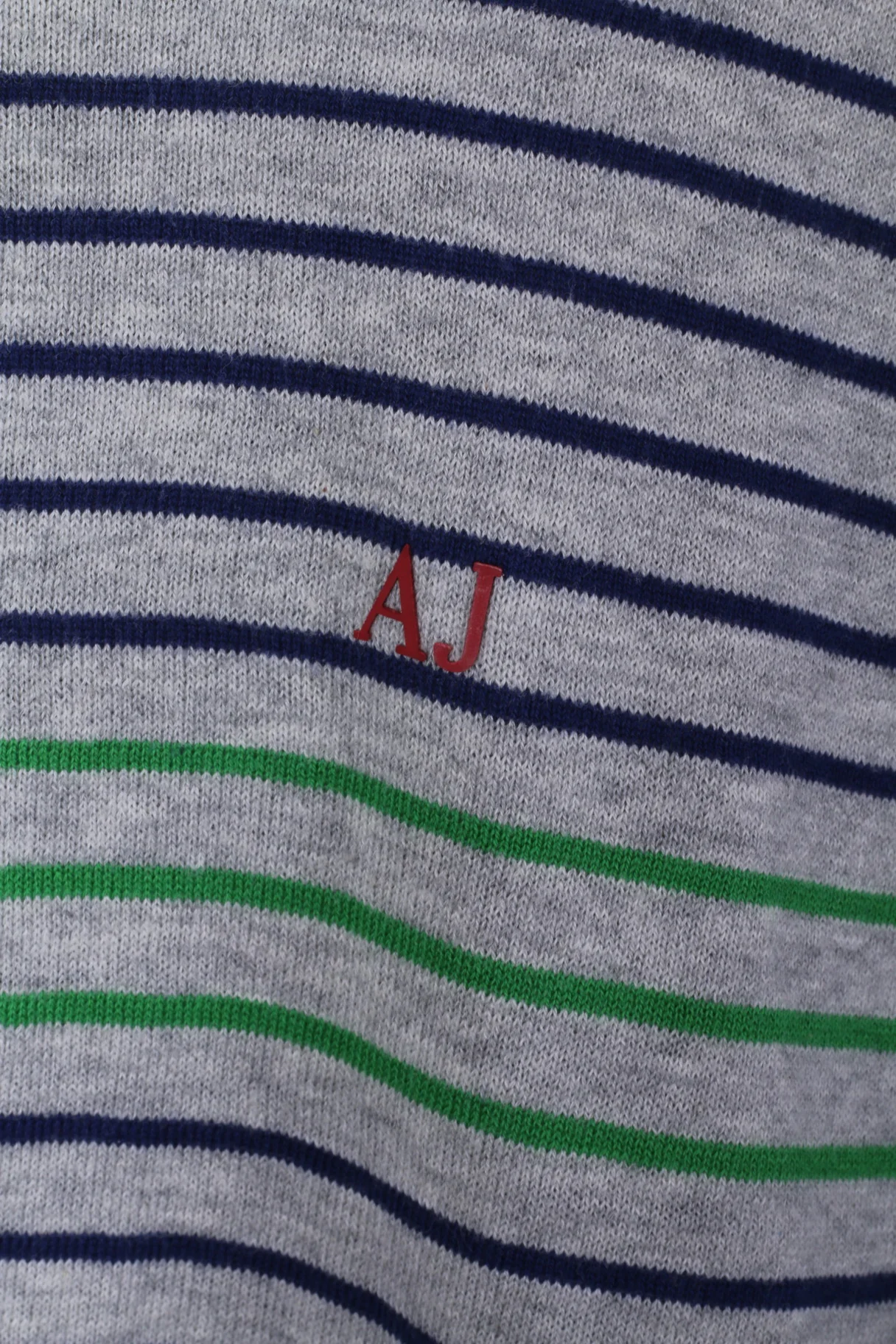 Armani Jeans Men XL Jumper Grey Cotton Striped Crew Neck Light Sweater - Image 4