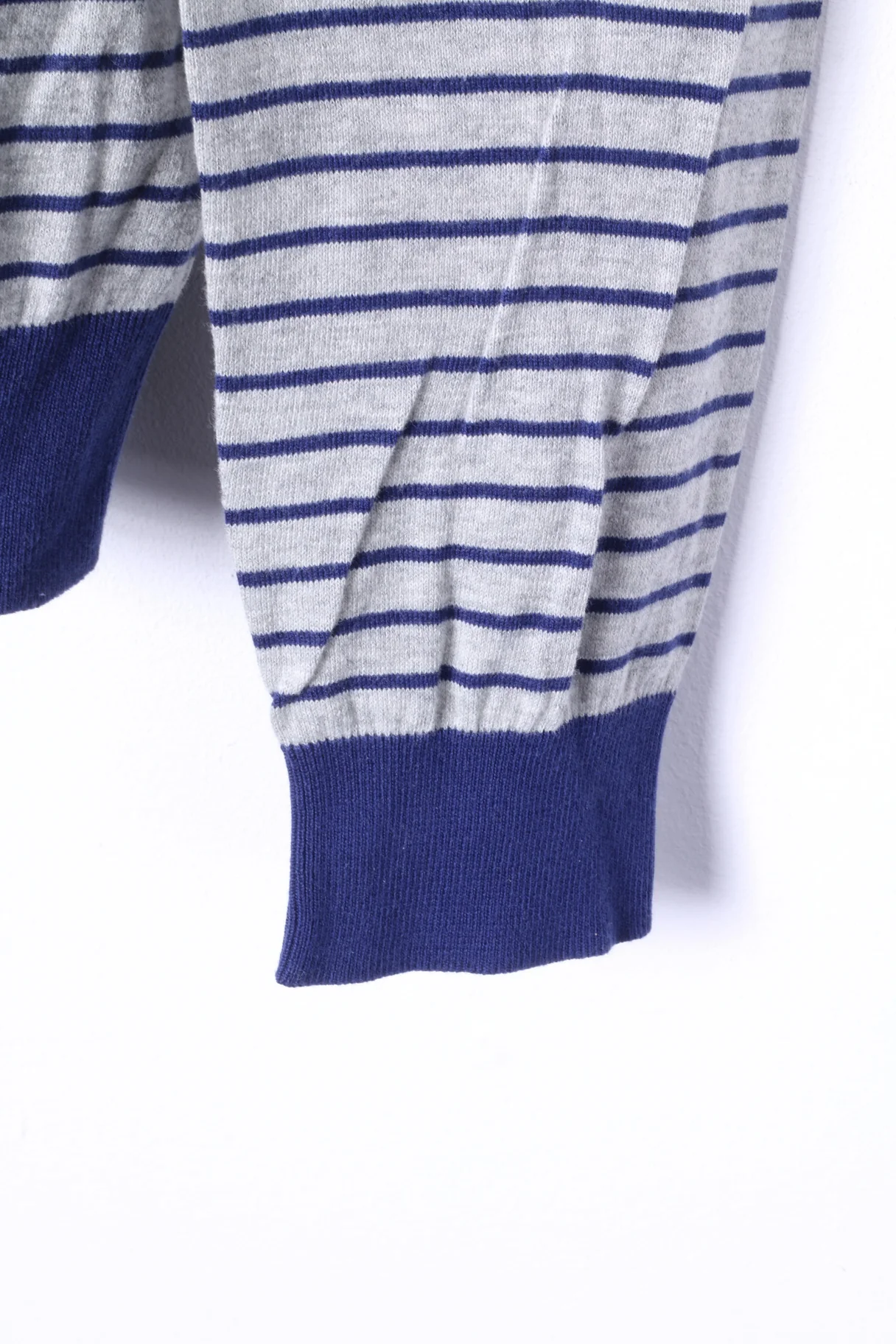 Armani Jeans Men XL Jumper Grey Cotton Striped Crew Neck Light Sweater - Image 5