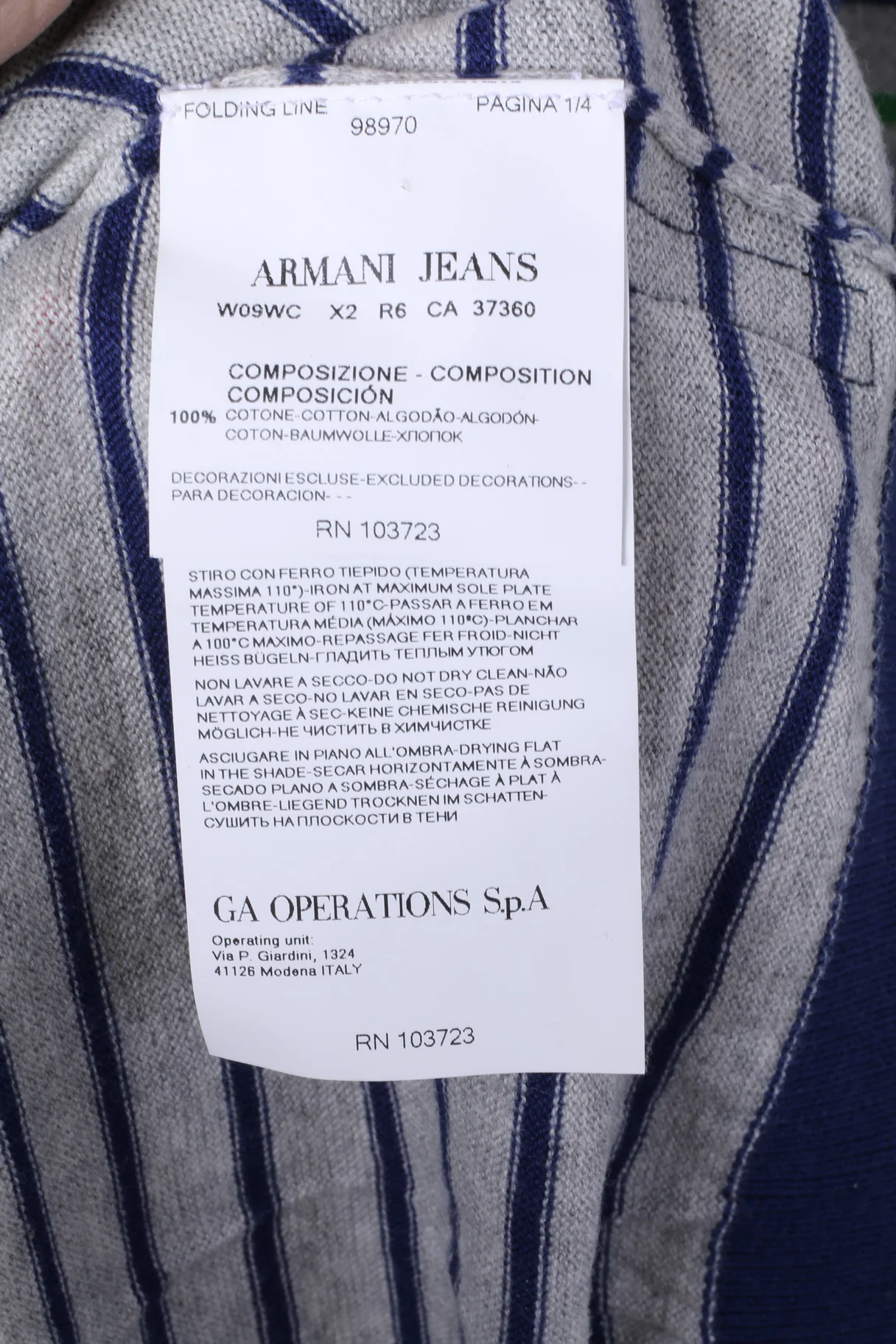 Armani Jeans Men XL Jumper Grey Cotton Striped Crew Neck Light Sweater - Image 7