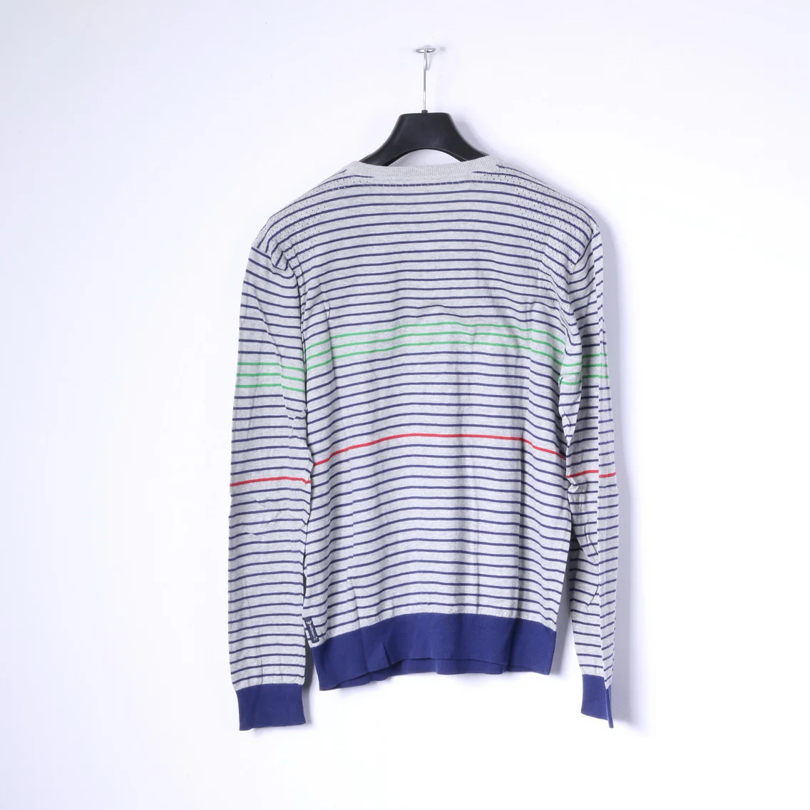 Armani Jeans Men XL Jumper Grey Cotton Striped Crew Neck Light Sweater - Image 8
