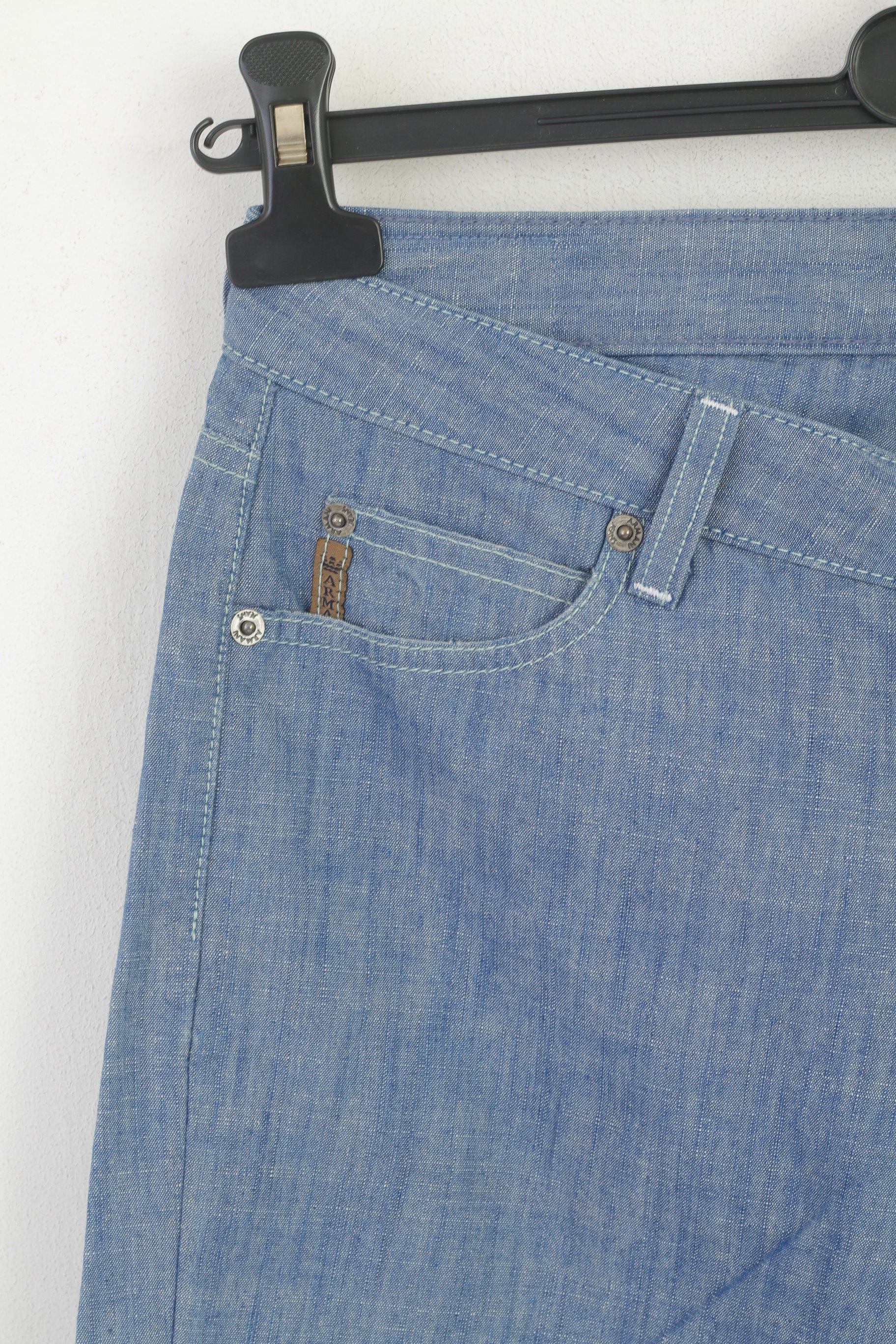 Armani Jeans Women 27 Trousers Blue Cotton Italy Indigo Series 004 Bootcut Pants - Image 3