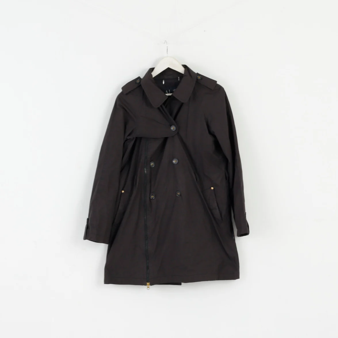 Armani Jeans Women 6 S Jacket Black Zip Up Lightweight Mac Detaciled Top - Image 2