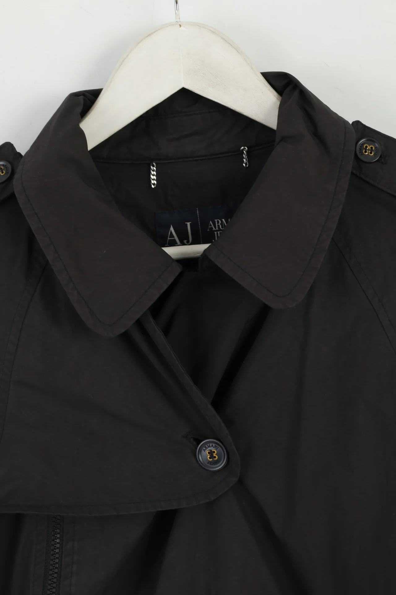 Armani Jeans Women 6 S Jacket Black Zip Up Lightweight Mac Detaciled Top - Image 3