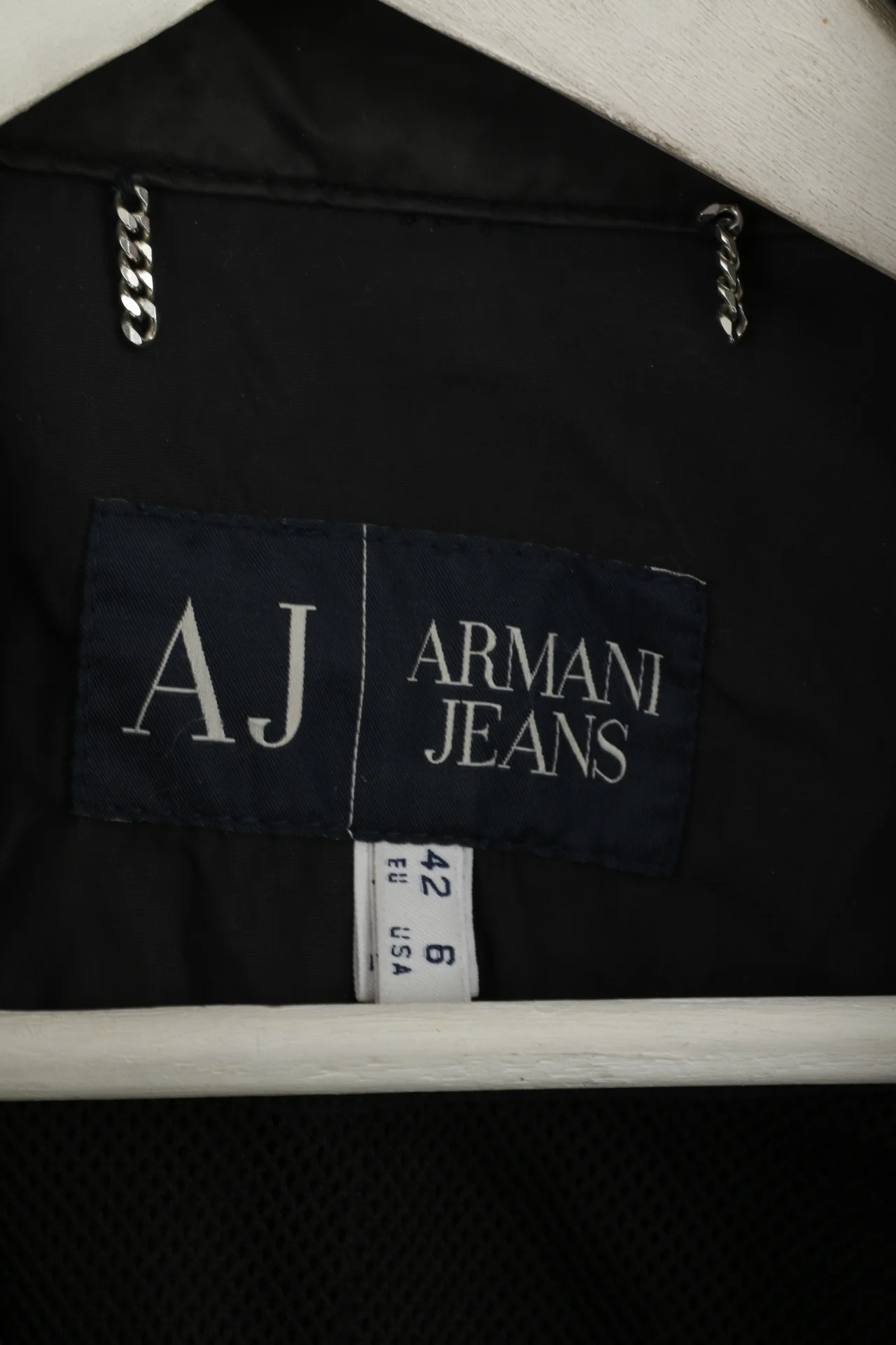 Armani Jeans Women 6 S Jacket Black Zip Up Lightweight Mac Detaciled Top - Image 6