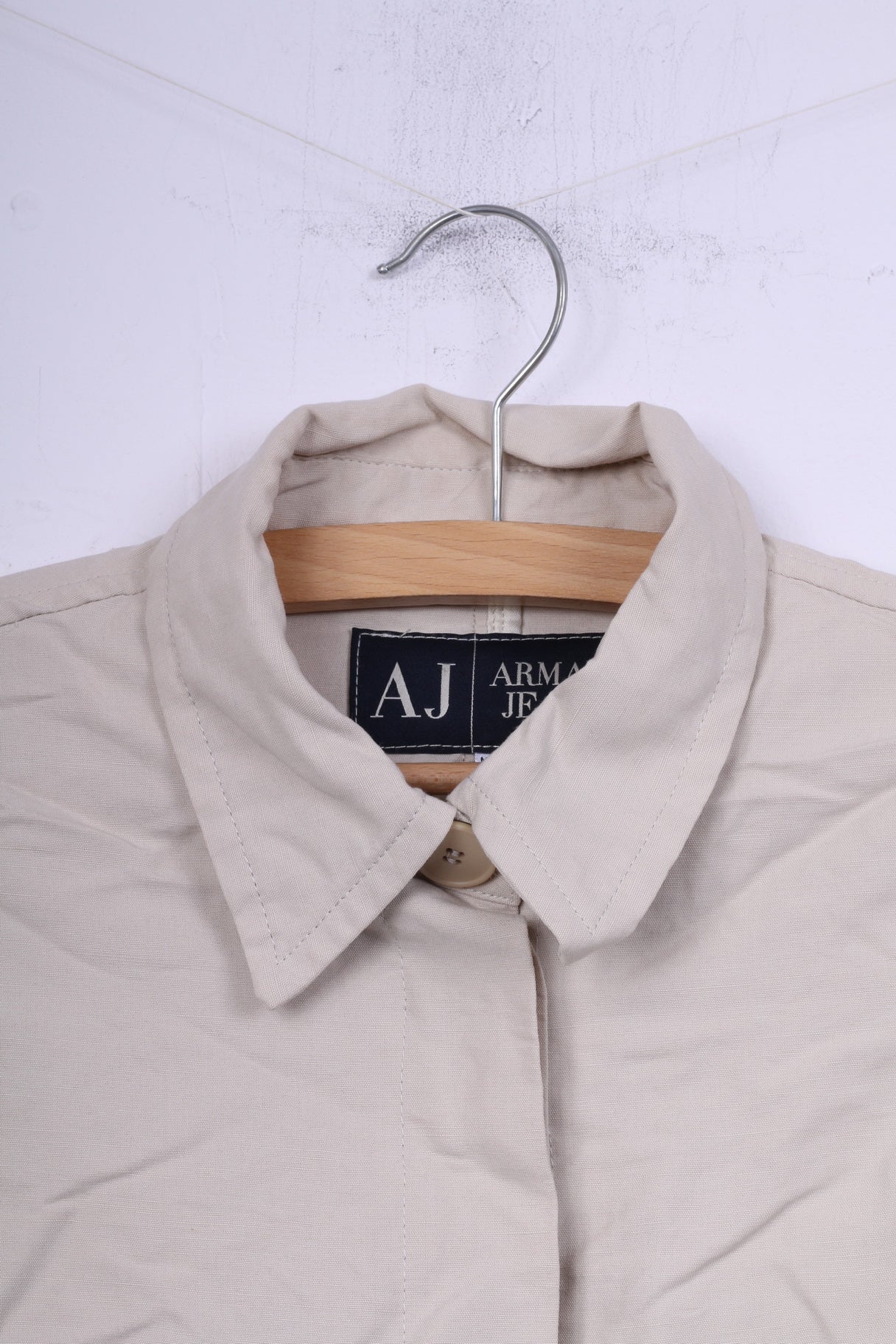 Armani Jeans Women 8 36 S Cropped Blazer Beige Viscose Italy Single Breasted Jacket - Image 2