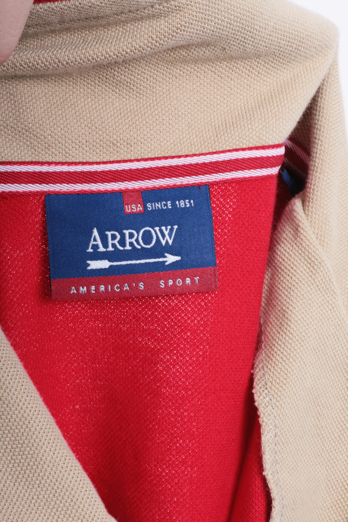 Arrow Americas Sport Mens XL Polo Shirt Red Cotton Top Zip Neck - Image 4