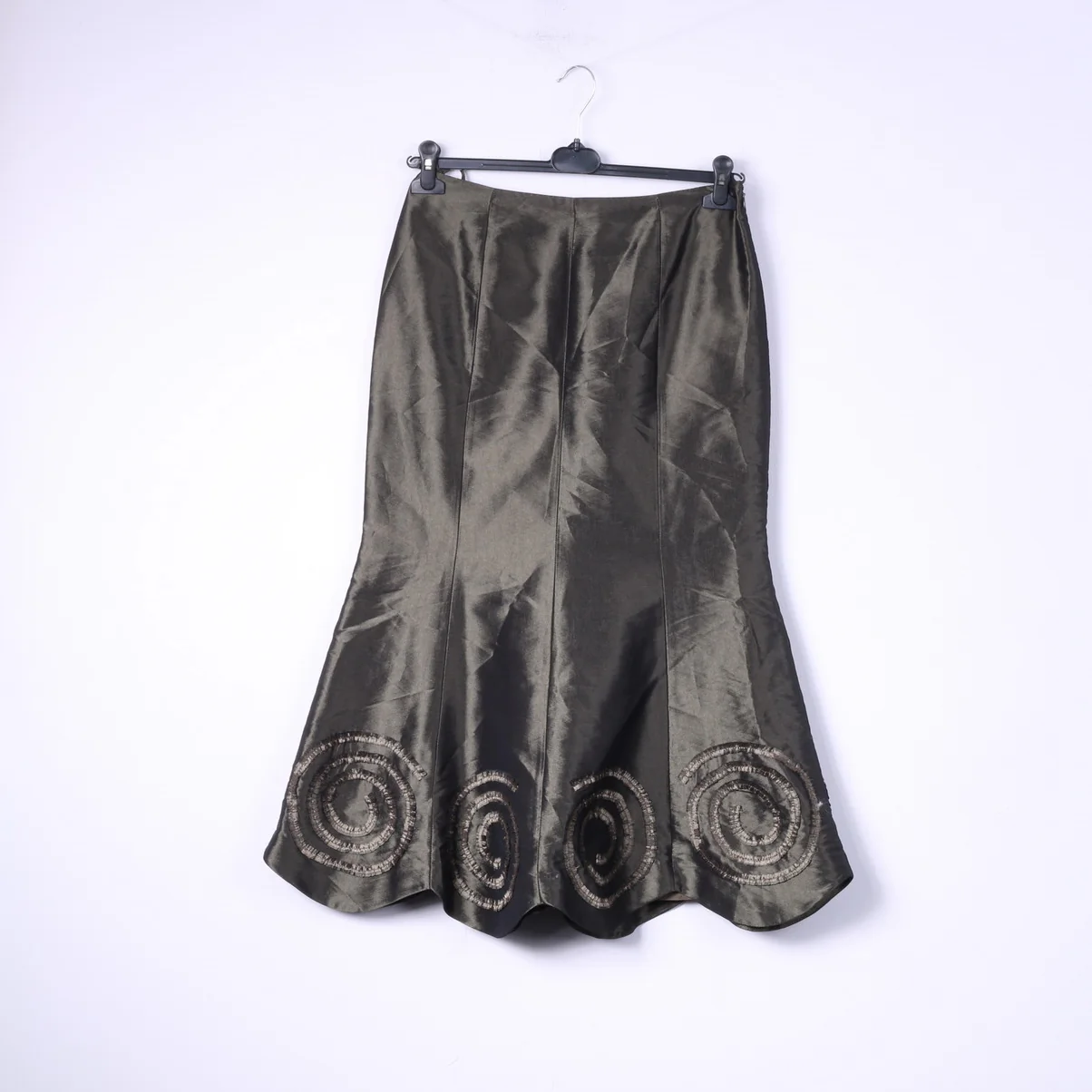 Arruba Women 10 S/M Skirt Suit Green Shiny Jacket Top Skirt 3 Pices Wedding - Image 10
