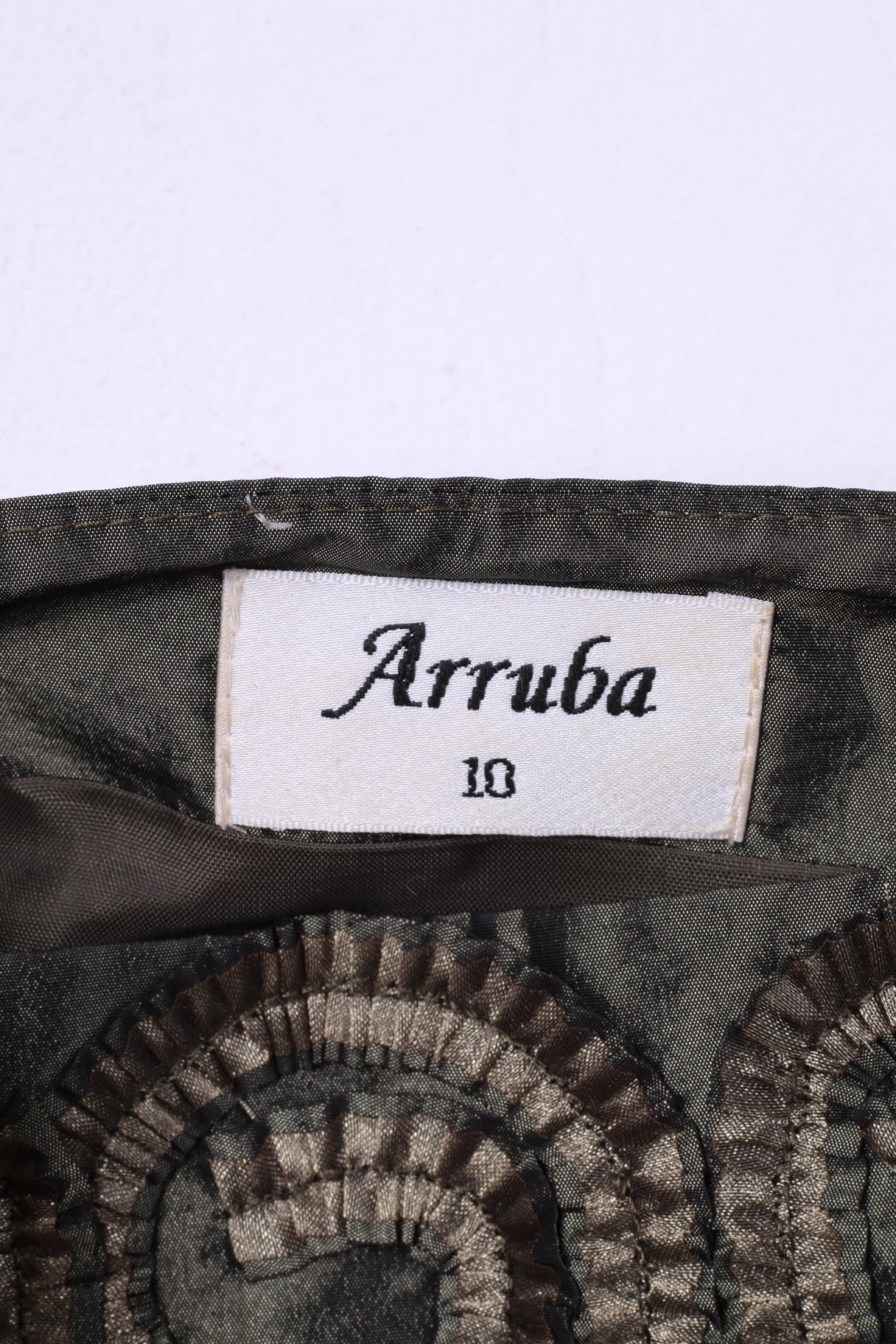 Arruba Women 10 S/M Skirt Suit Green Shiny Jacket Top Skirt 3 Pices Wedding - Image 8