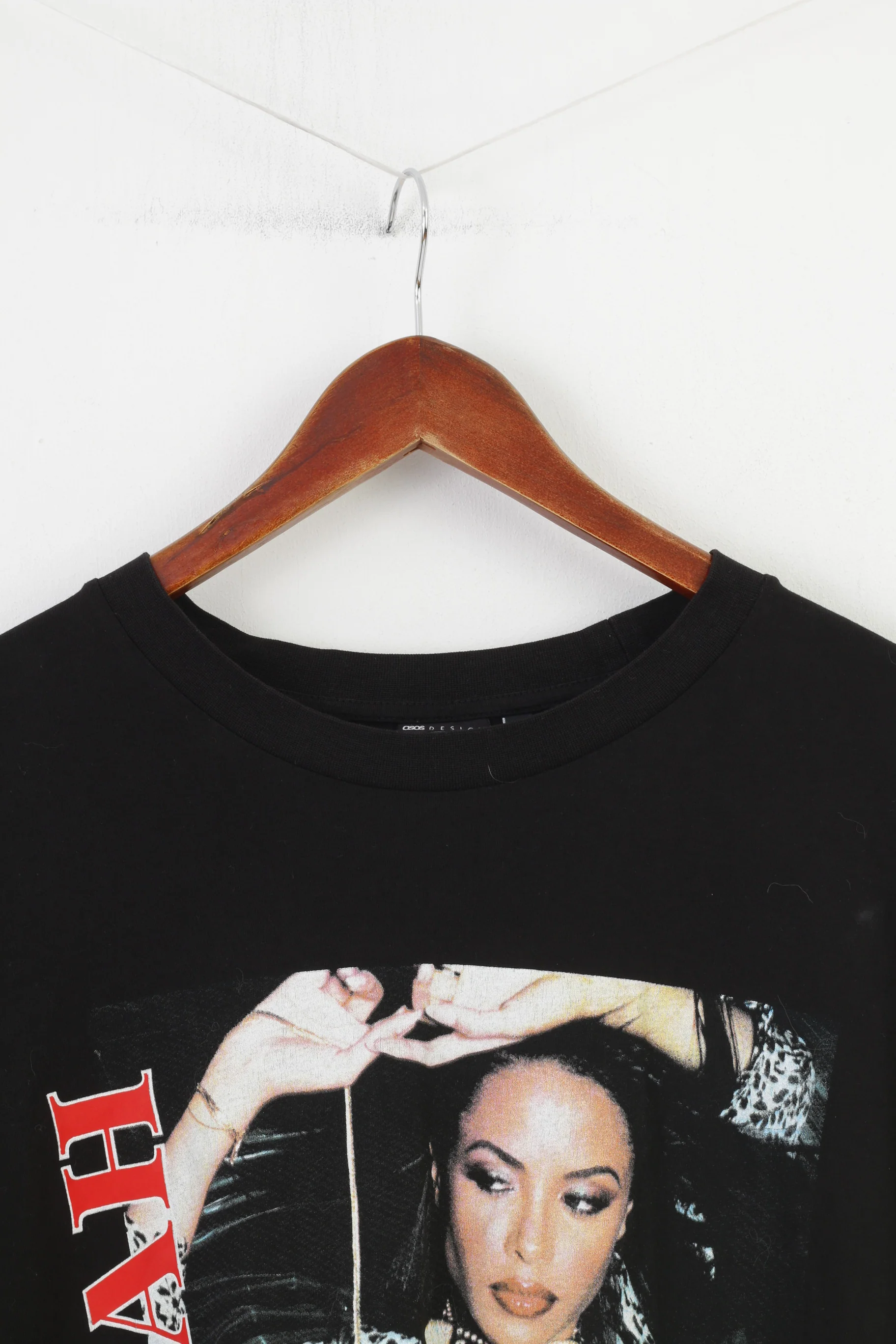 Asos Design Men 2XL T-Shirt Black Cotton Vintage Graphic Aaliyah Music Top - Image 2