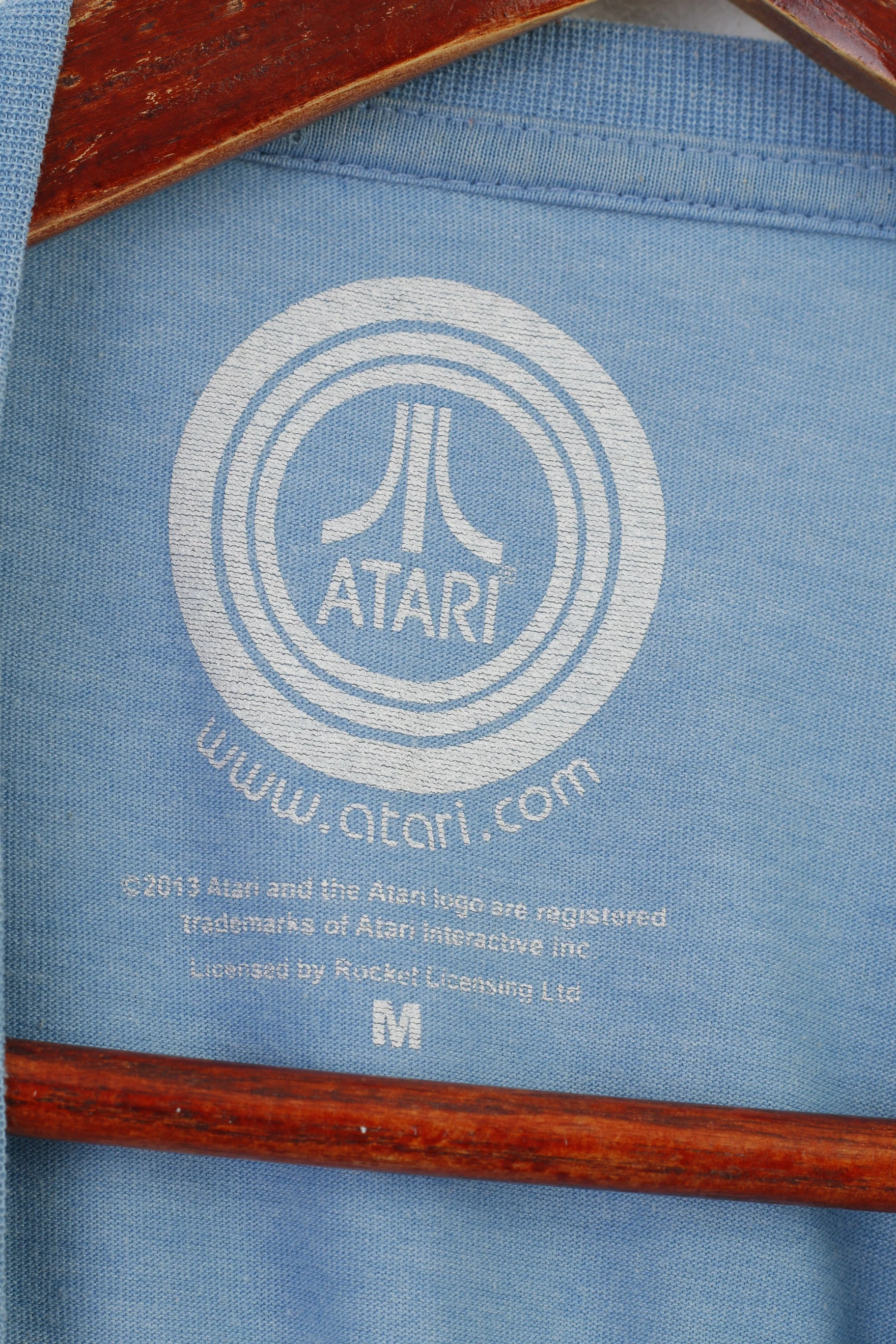 Atari Men M Shirt Blue Sport Cotton Vintage Gamer Crew Neck Top - Image 4